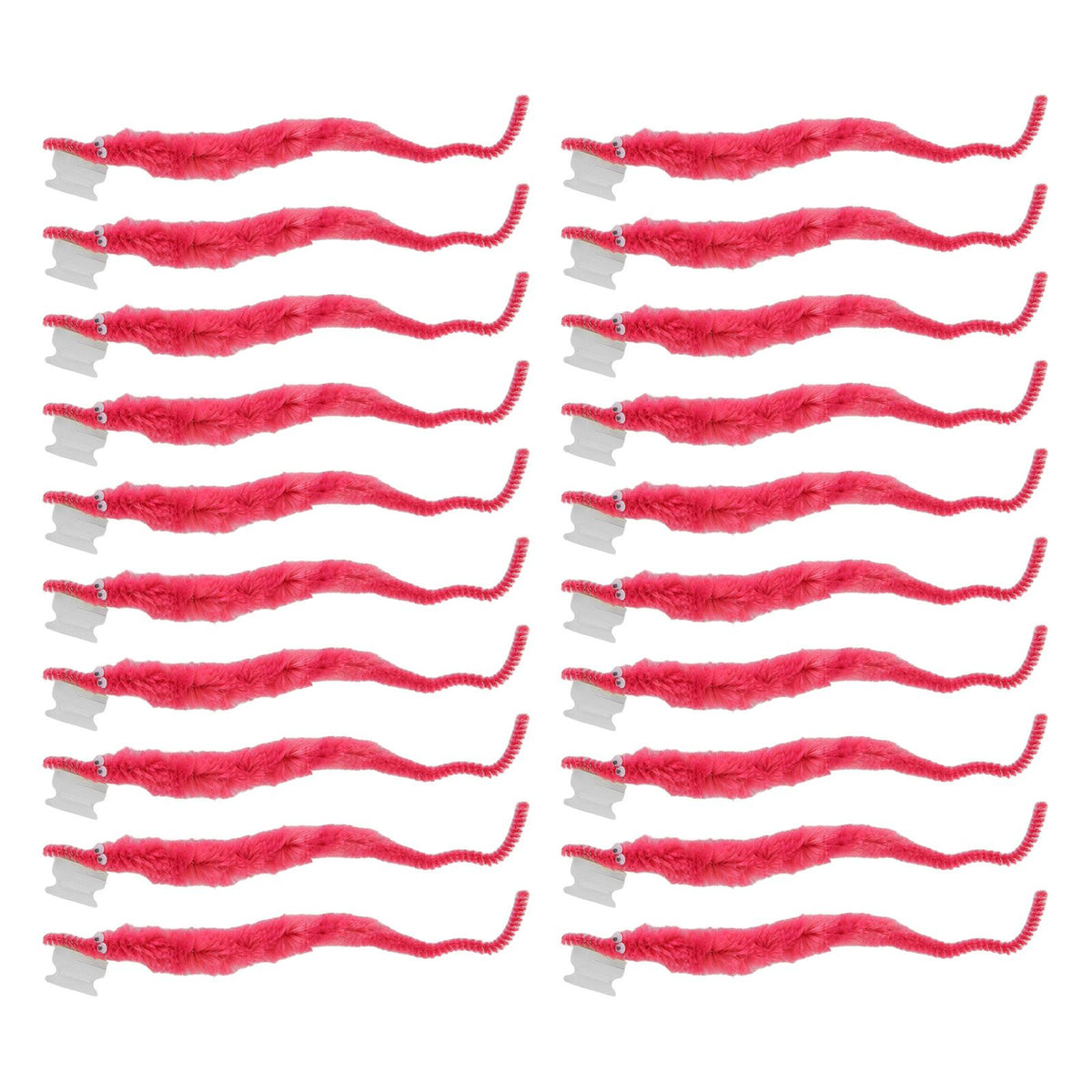 20 Pcs Furry Worm Soft Touch Plush Material Cute Style DIY Compact Portable Fuzzy Worms for Party Pink