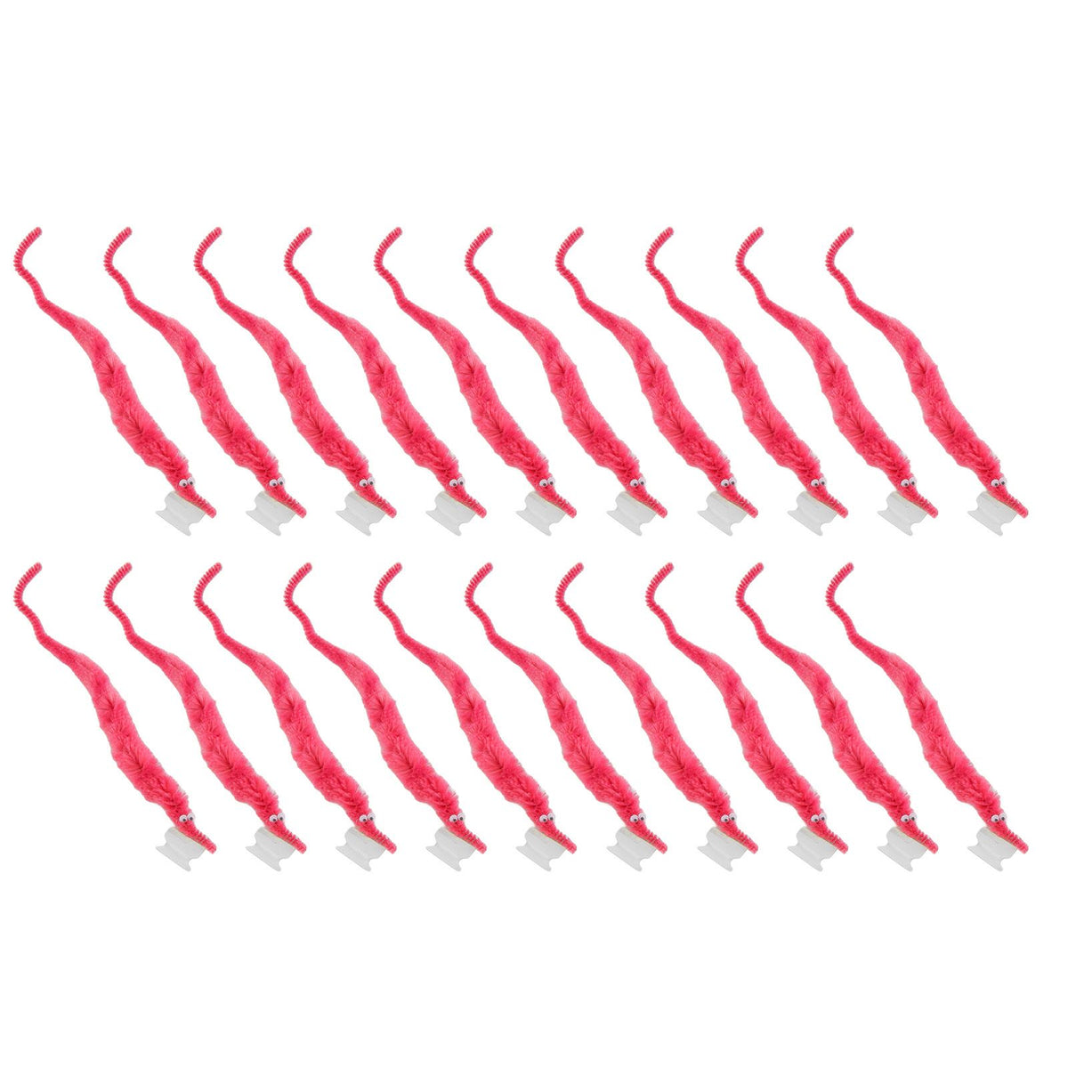 20 Pcs Furry Worm Soft Touch Plush Material Cute Style DIY Compact Portable Fuzzy Worms for Party Pink