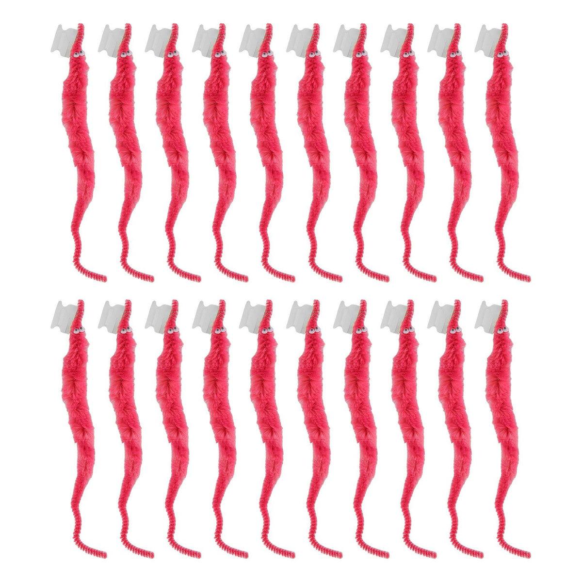 20 Pcs Furry Worm Soft Touch Plush Material Cute Style DIY Compact Portable Fuzzy Worms for Party Pink