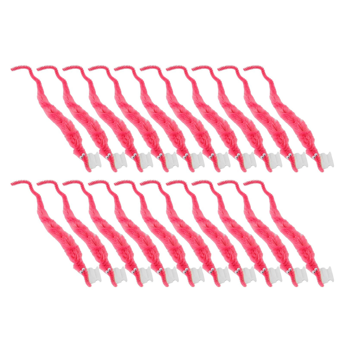 20 Pcs Furry Worm Soft Touch Plush Material Cute Style DIY Compact Portable Fuzzy Worms for Party Pink