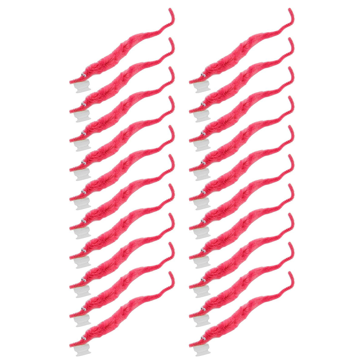 20 Pcs Furry Worm Soft Touch Plush Material Cute Style DIY Compact Portable Fuzzy Worms for Party Pink