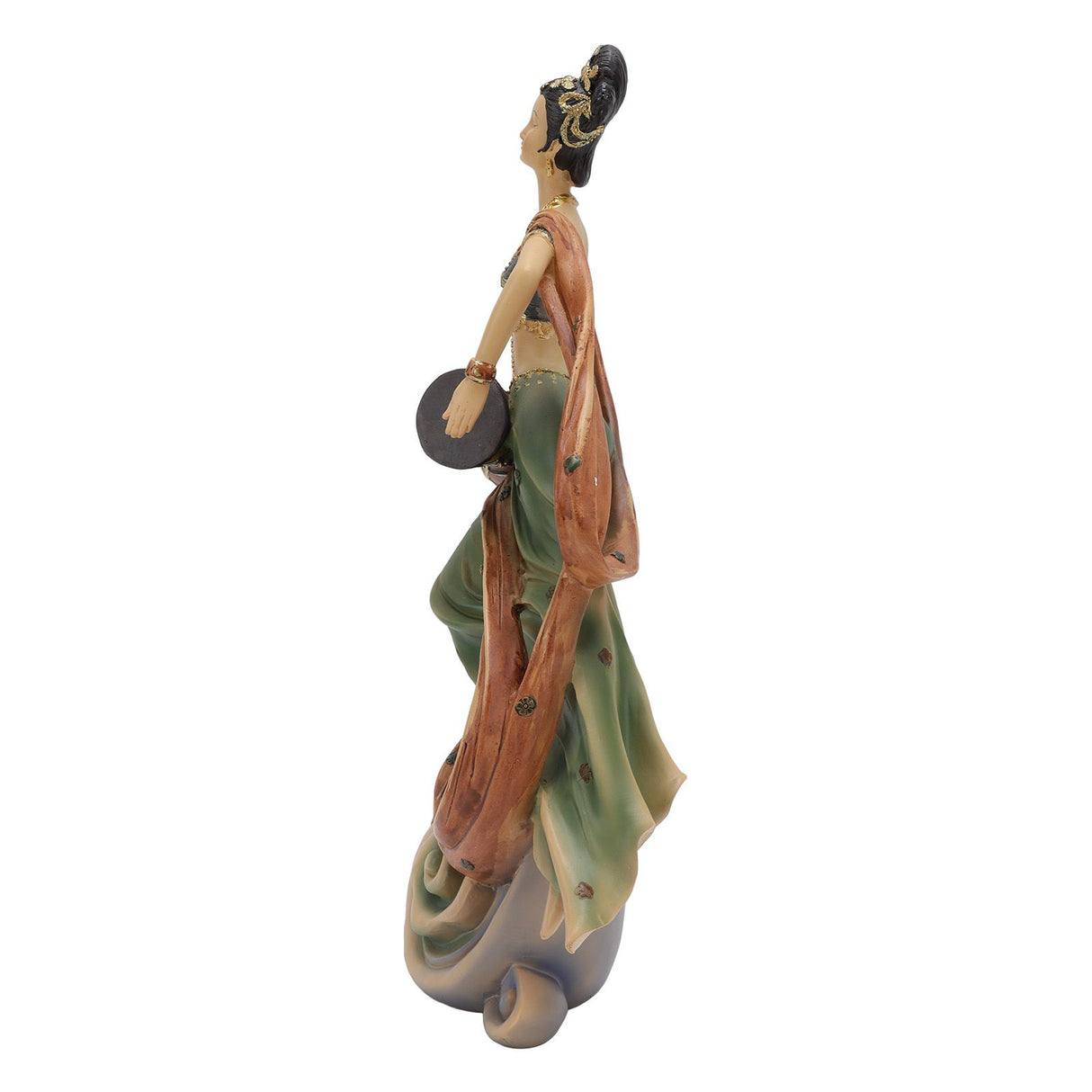 Resin Ancient Beauty Statue Chinese Style Classical Beautiful Women Figurine for Home Office Hotel Waist Drum