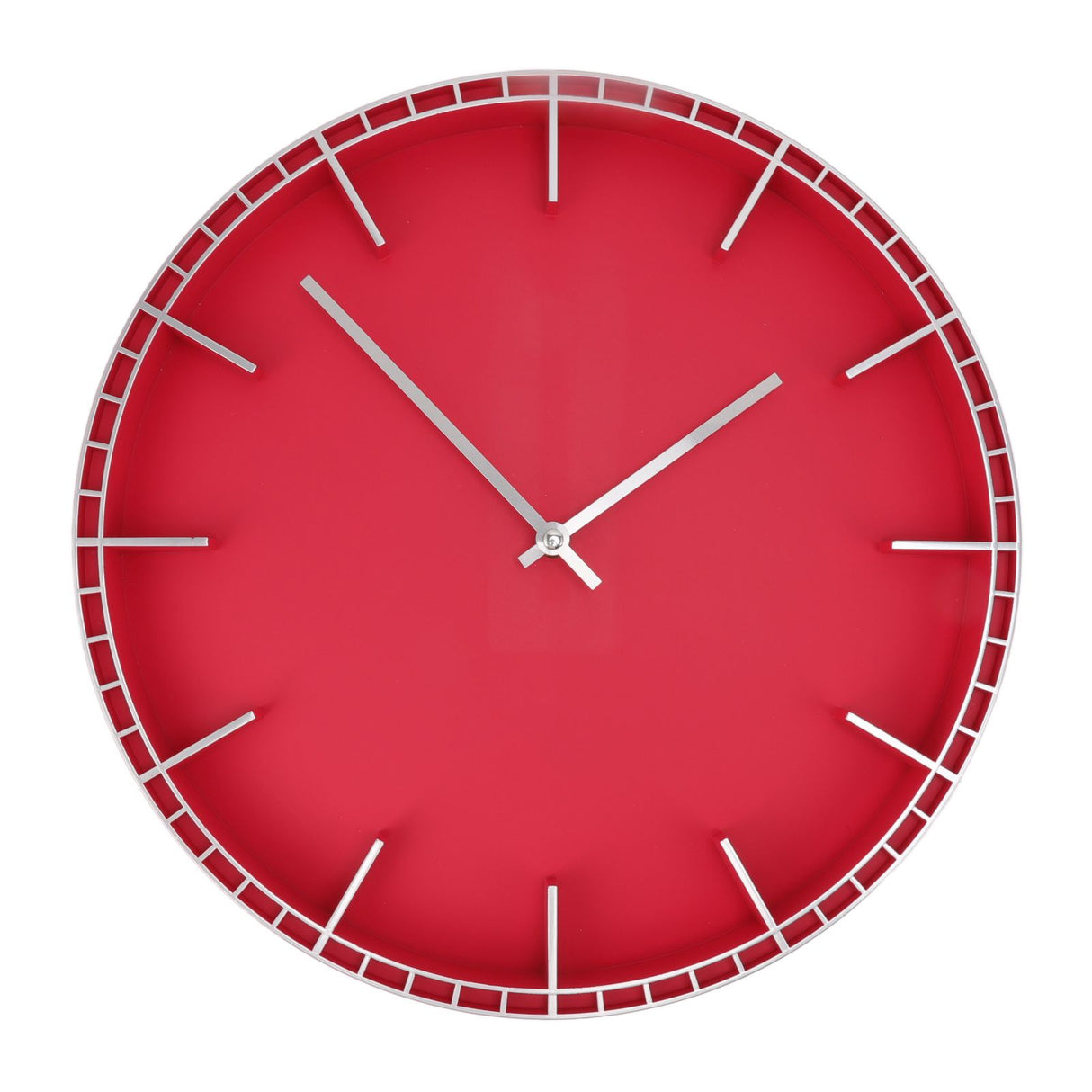 Wall Clock Silent Prevents Ticking Easy To Read Innovative Modern Round Wall Clock for Home Office Kitchen Bedroom 5686 Silver with Red (37.7x3cm / 14.8x1.2in)