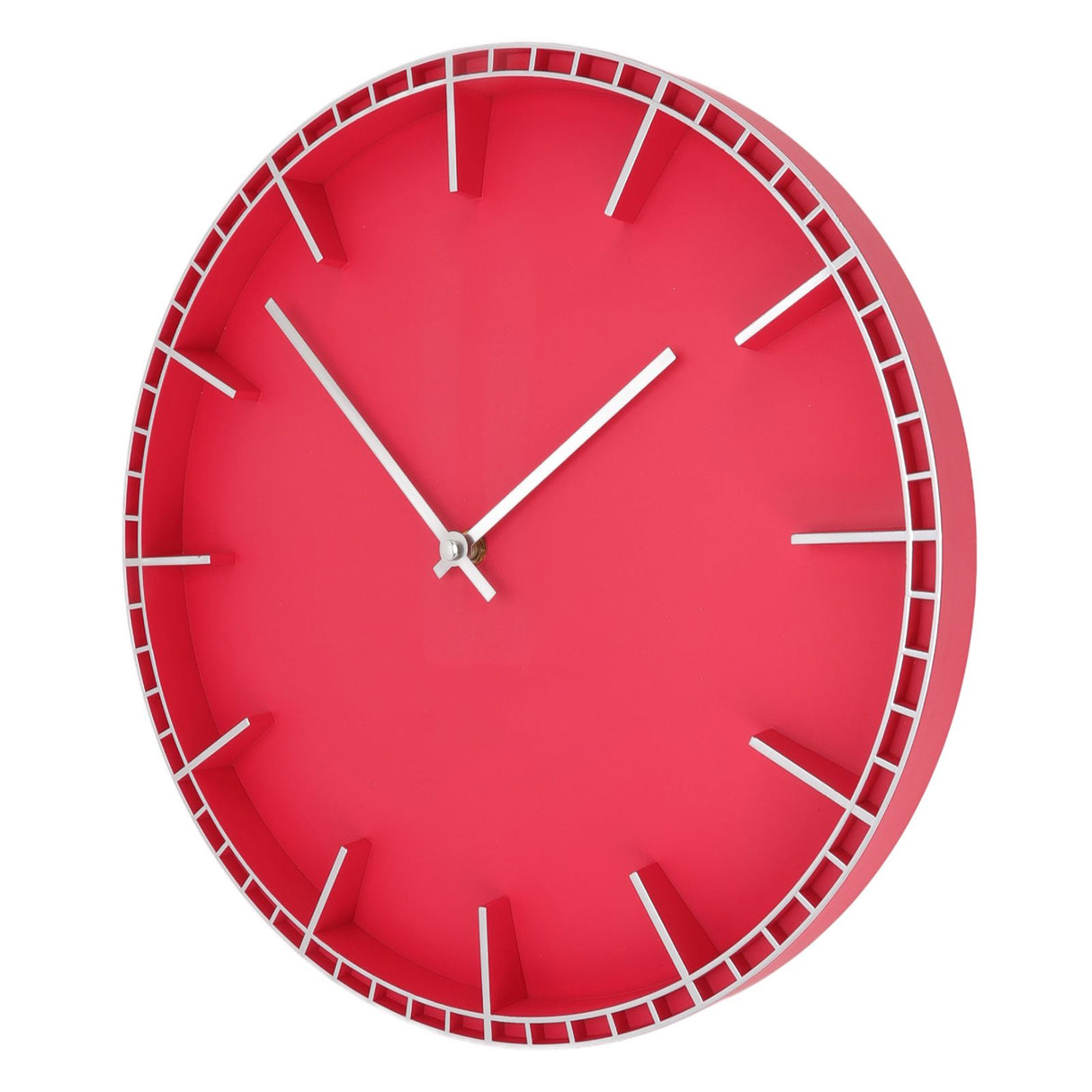 Wall Clock Silent Prevents Ticking Easy To Read Innovative Modern Round Wall Clock for Home Office Kitchen Bedroom 5686 Silver with Red (37.7x3cm / 14.8x1.2in)