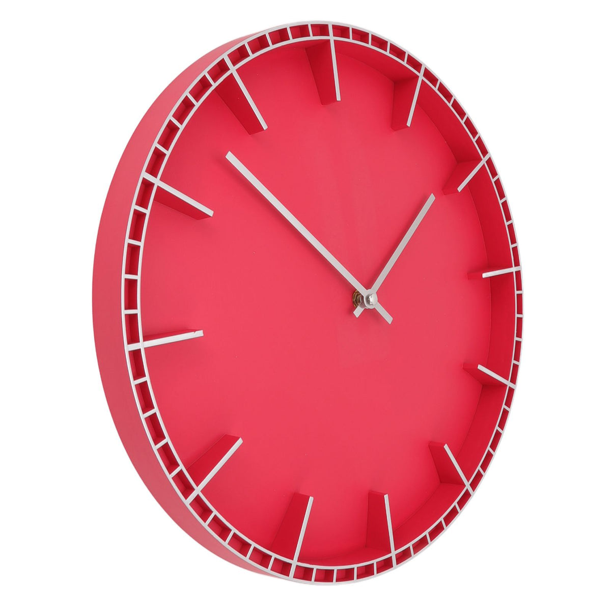 Wall Clock Silent Prevents Ticking Easy To Read Innovative Modern Round Wall Clock for Home Office Kitchen Bedroom 5686 Silver with Red (37.7x3cm / 14.8x1.2in)