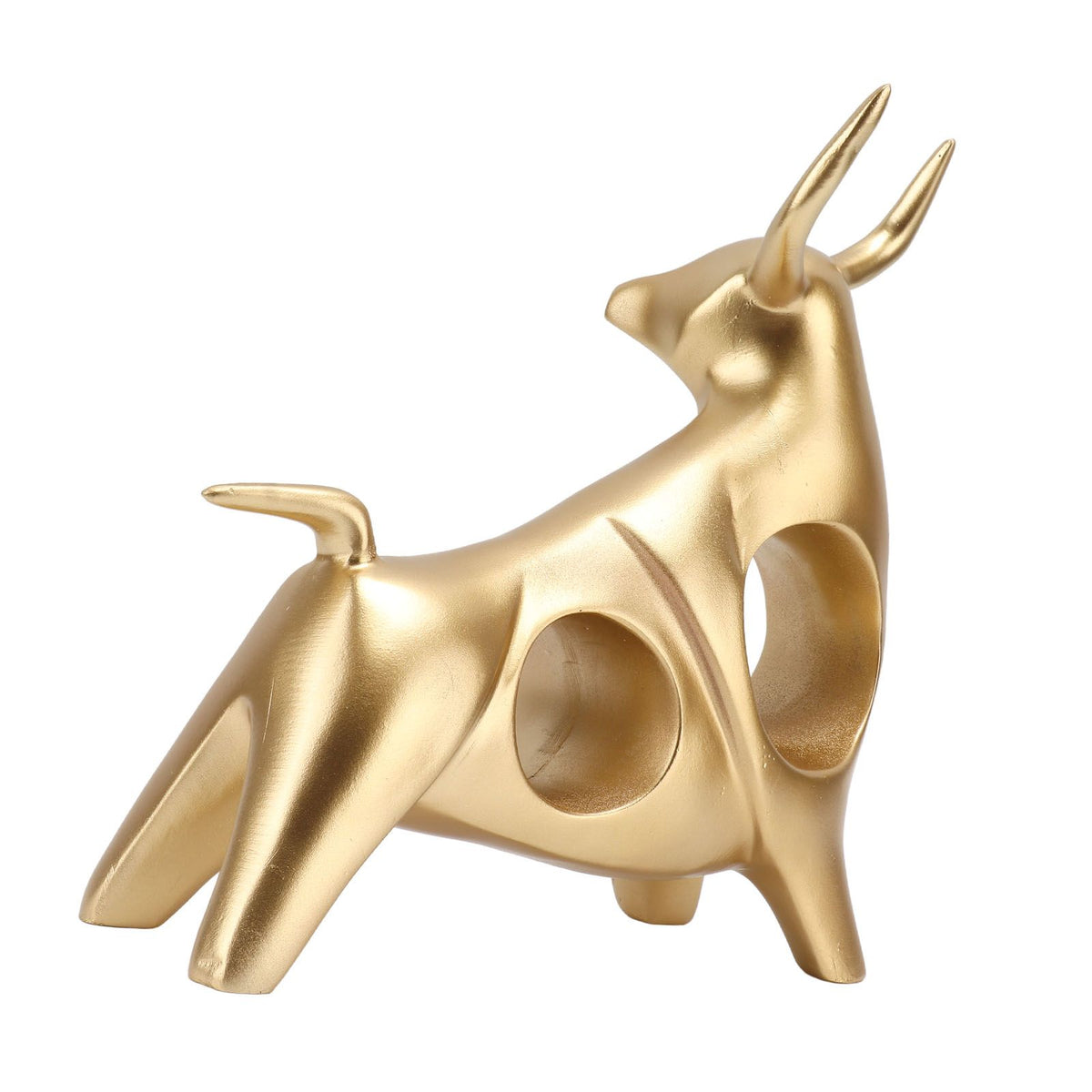 Golden Bull Sculpture Resin Hollow Lucky FengShui Bull Statue Crafts Figurine for Office Home Desktop Decorations