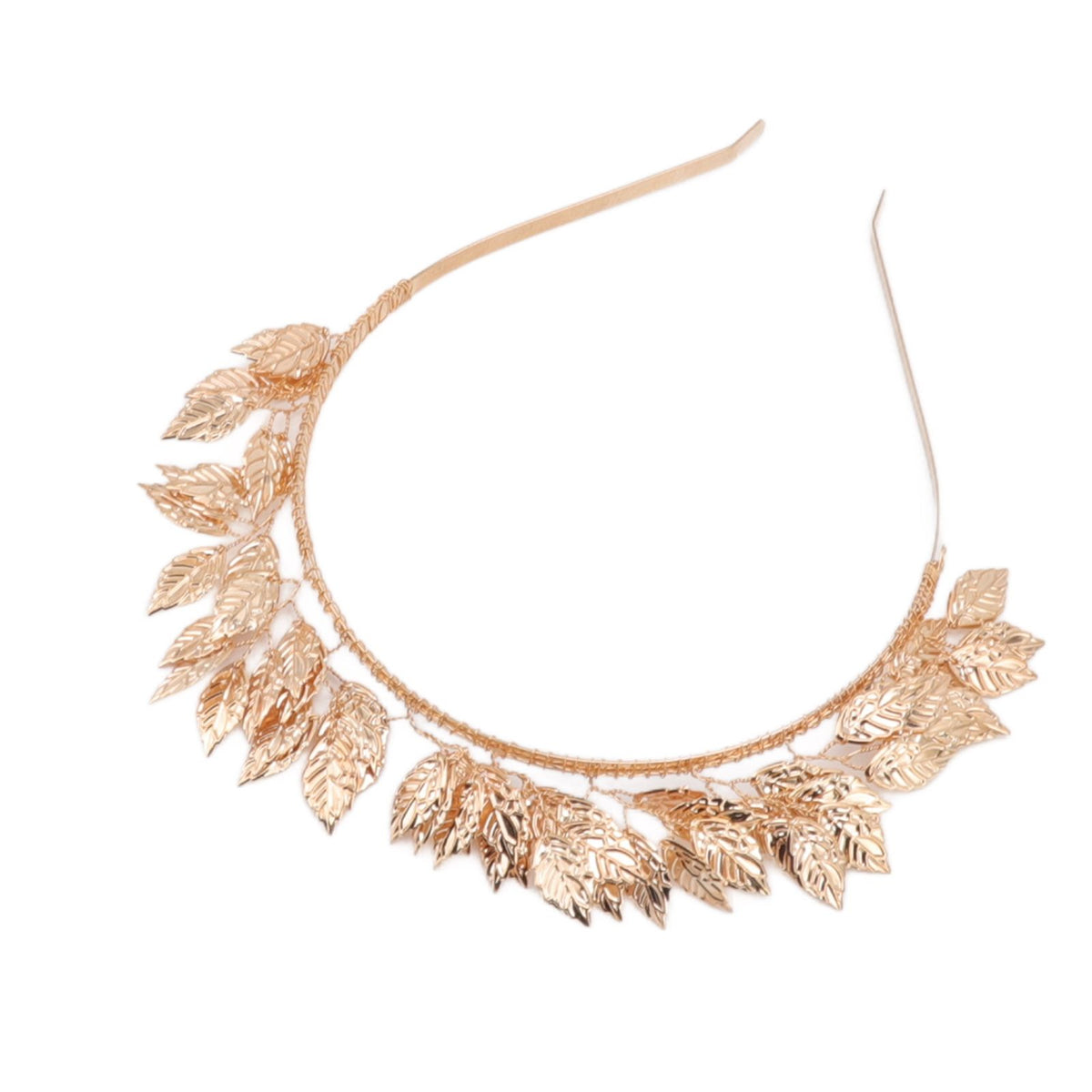 Baroque Metal Leaves Hair Hoop Hand Woven Bridal Headband Alloy Leaf Crown Hair Accessories