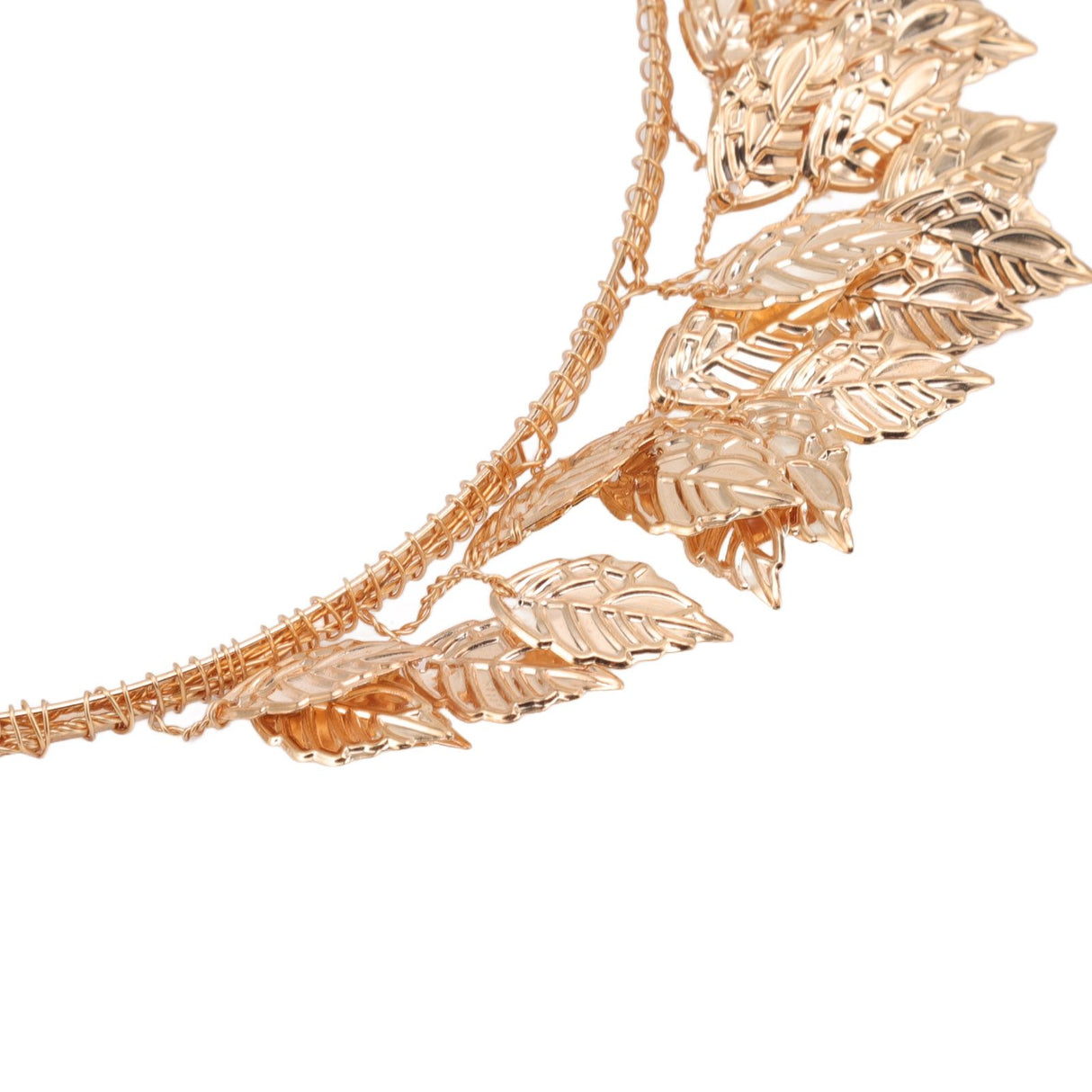 Baroque Metal Leaves Hair Hoop Hand Woven Bridal Headband Alloy Leaf Crown Hair Accessories