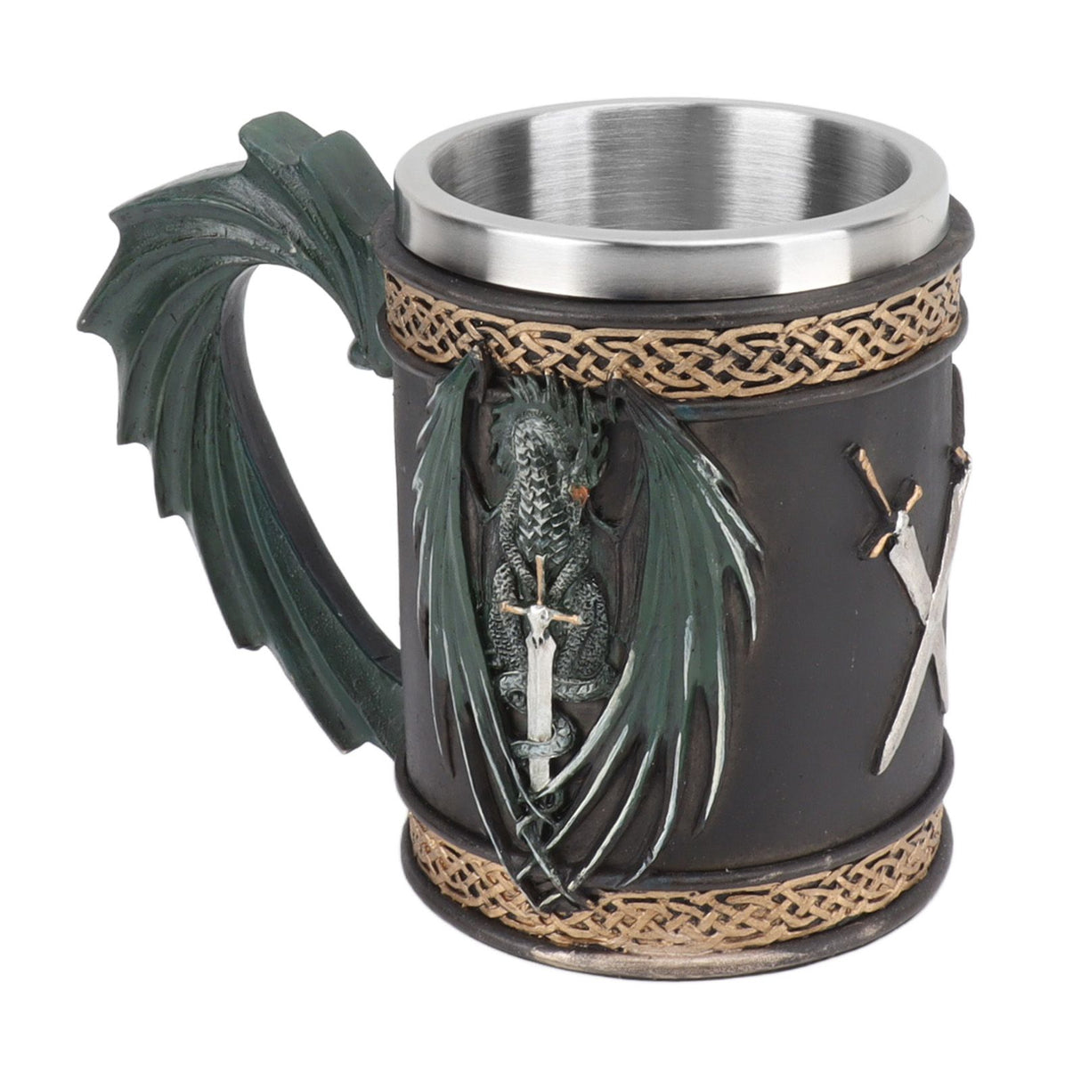 Stainless Steel Mug Innovative Dragon Pirate Retro Style Large Capacity Beer Cup for Beer Coffee Drink Bronzer