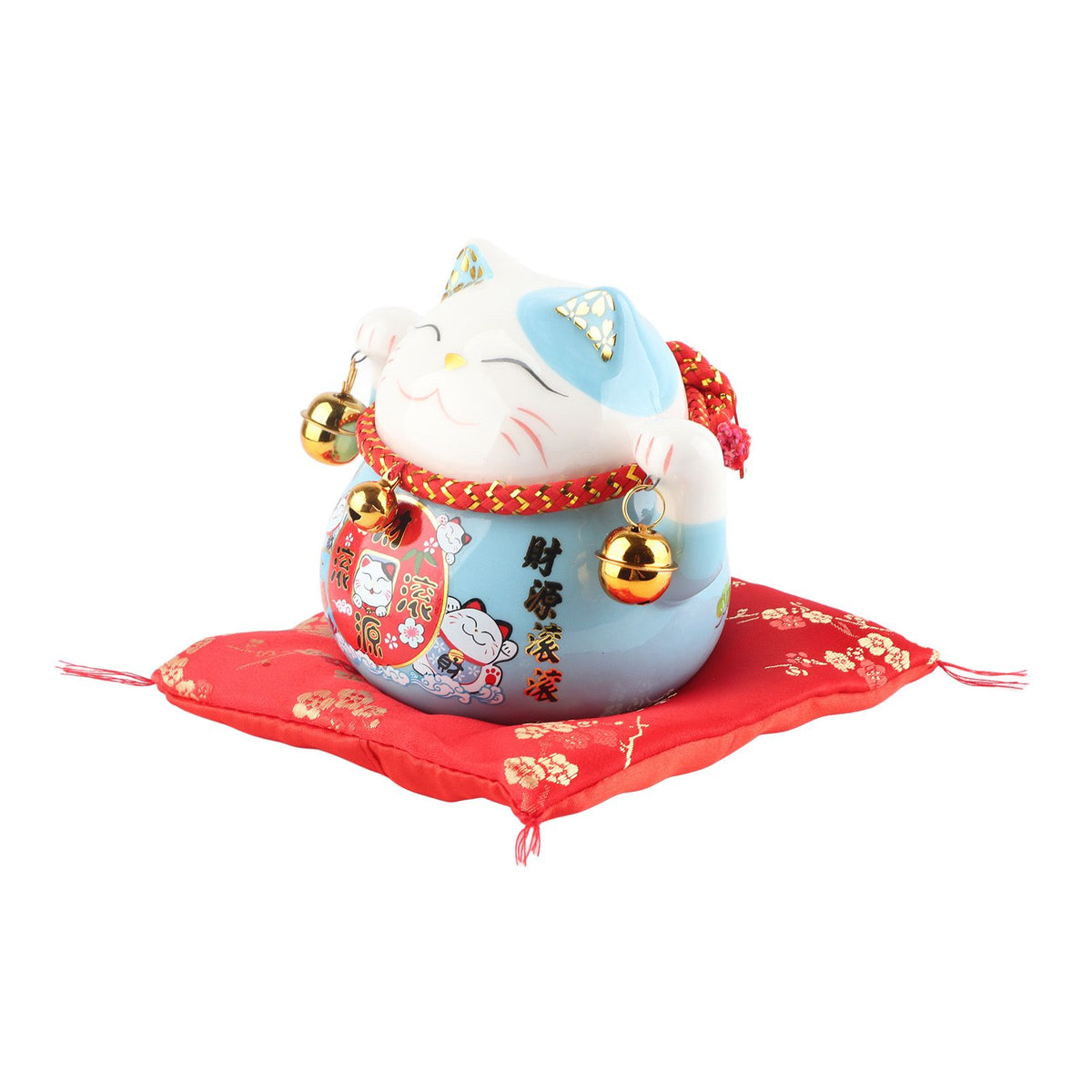 Lucky Cat Coin Bank 4.5in Exquisite Cute Bring Luck Good Wish Ceramic Fortune Cat Saving Pot Desk Decoration Blue