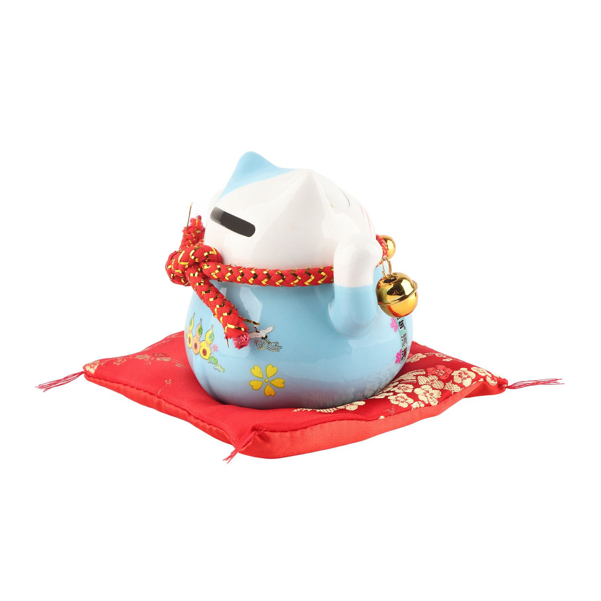 Lucky Cat Coin Bank 4.5in Exquisite Cute Bring Luck Good Wish Ceramic Fortune Cat Saving Pot Desk Decoration Blue