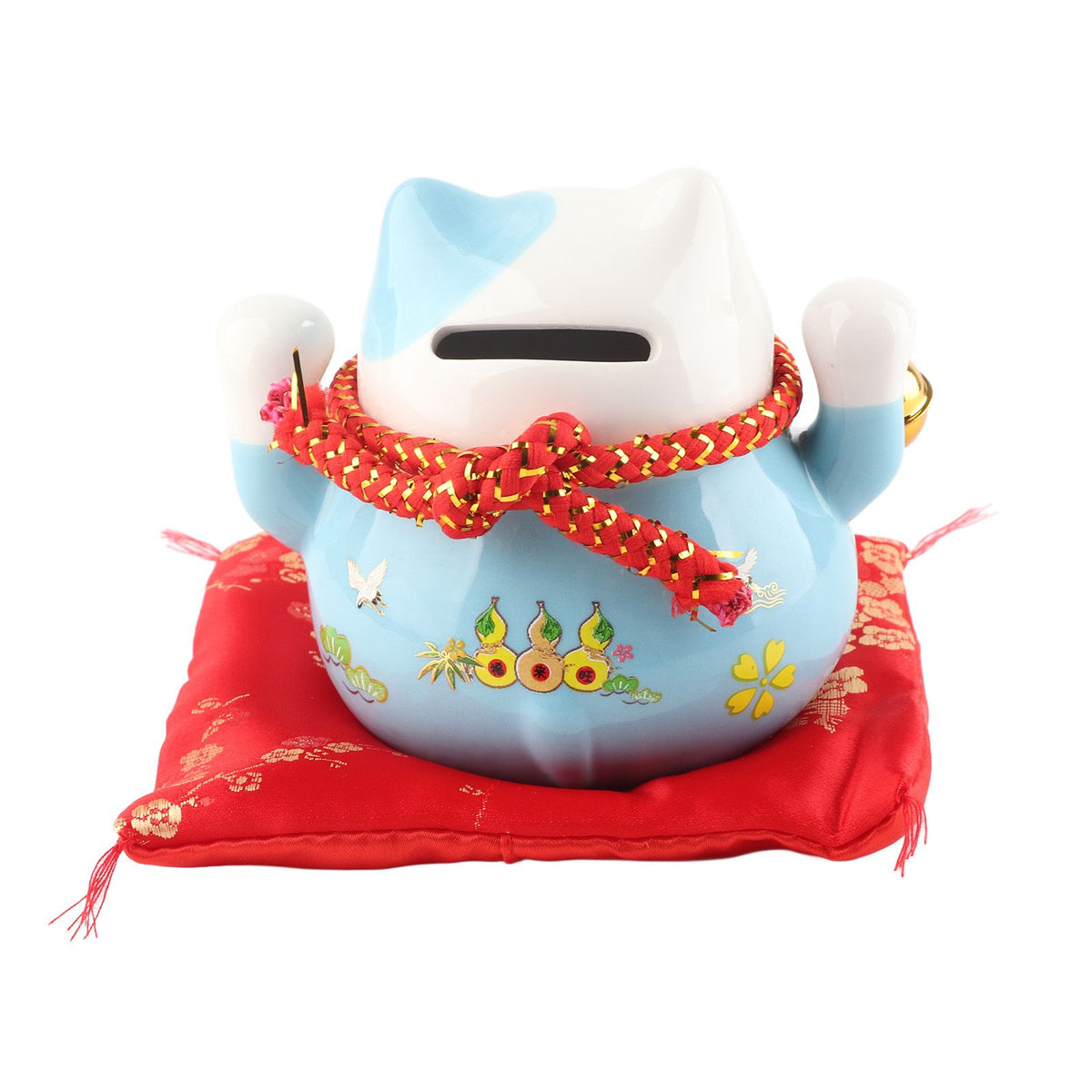 Lucky Cat Coin Bank 4.5in Exquisite Cute Bring Luck Good Wish Ceramic Fortune Cat Saving Pot Desk Decoration Blue