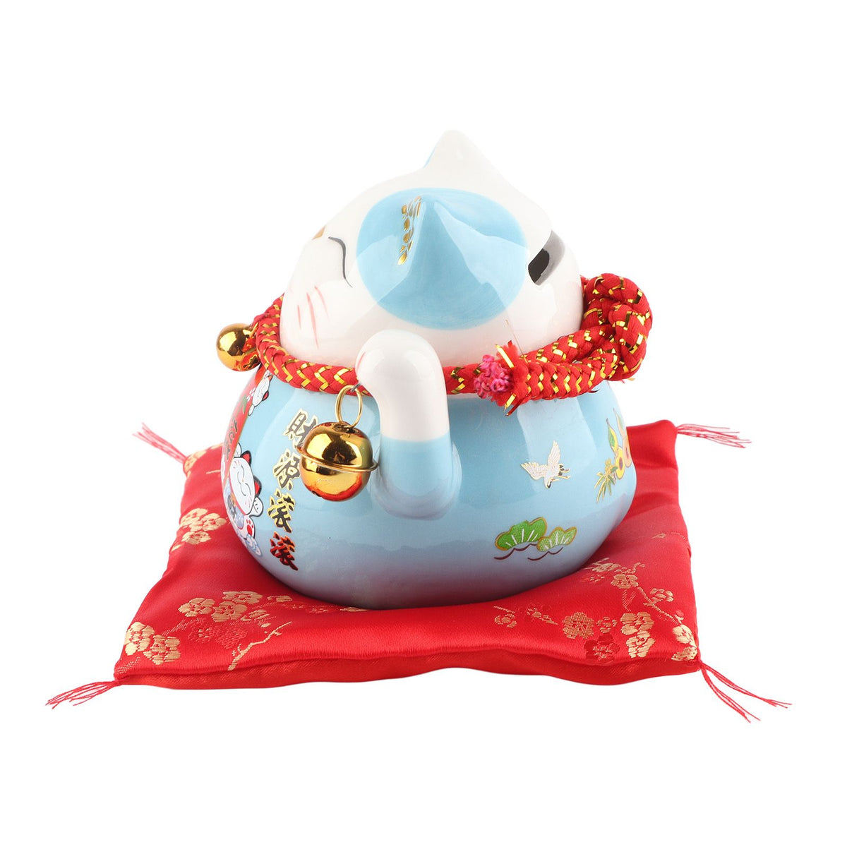 Lucky Cat Coin Bank 4.5in Exquisite Cute Bring Luck Good Wish Ceramic Fortune Cat Saving Pot Desk Decoration Blue