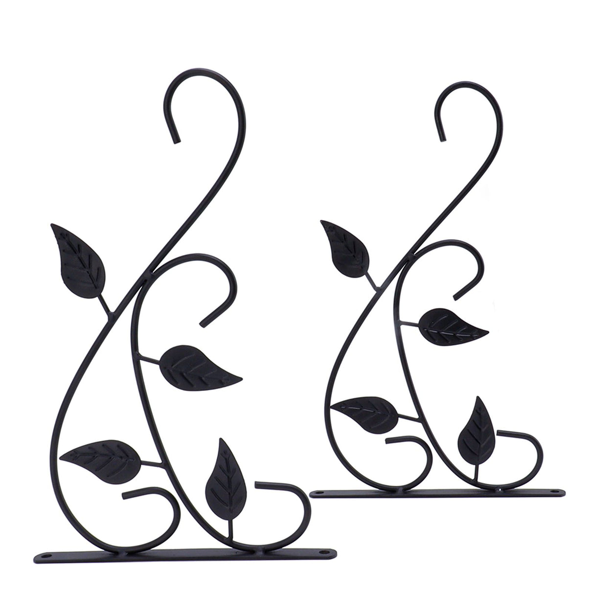 2pcs Hanging Plant Bracket Heavy Duty Rust Resistant Durable Iron Art Outdoor Planter Hanger Hooks Black
