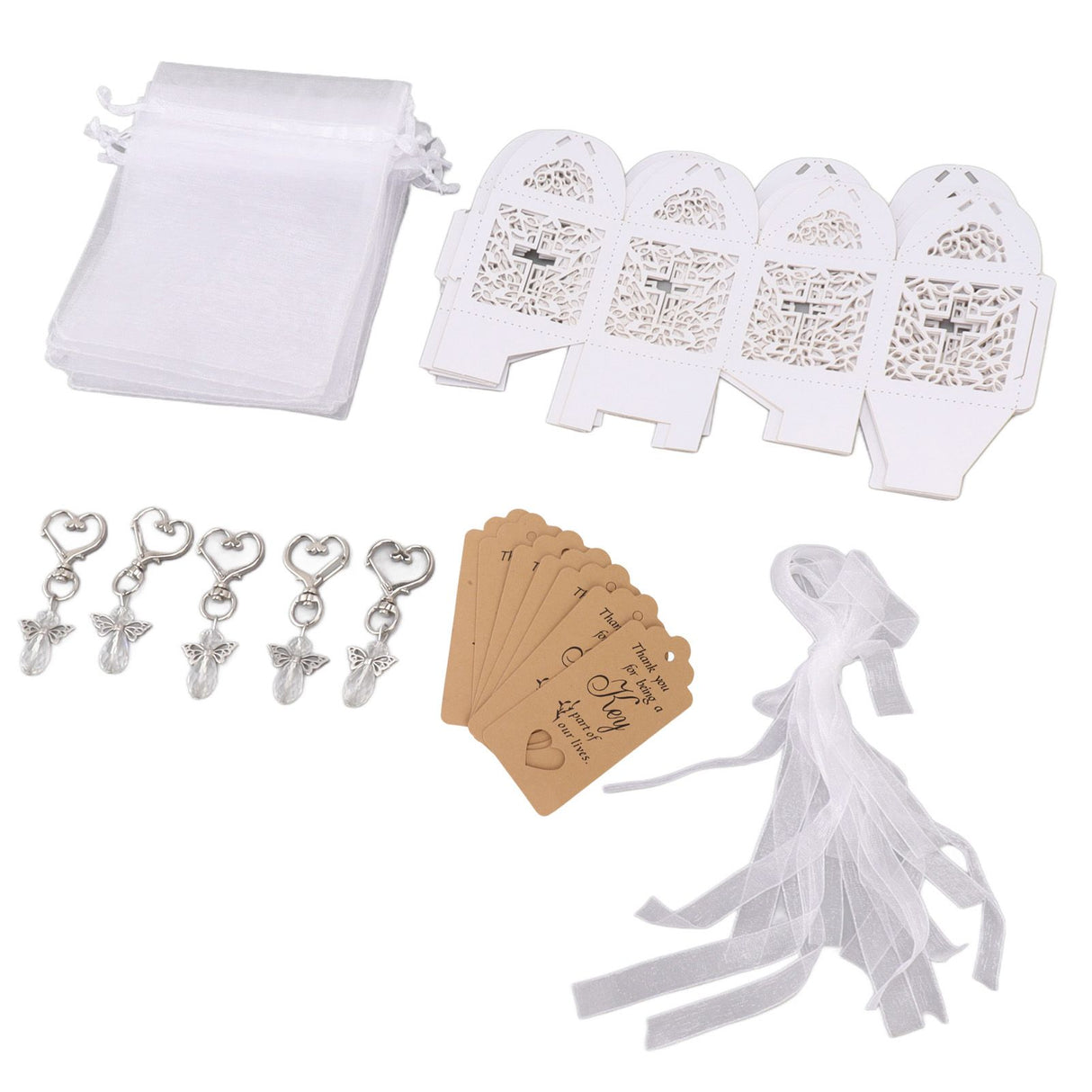 24Pcs Angel Favor Keychains Cute Angel Guest Return Gifts Baby Shower Favors for Wedding Party