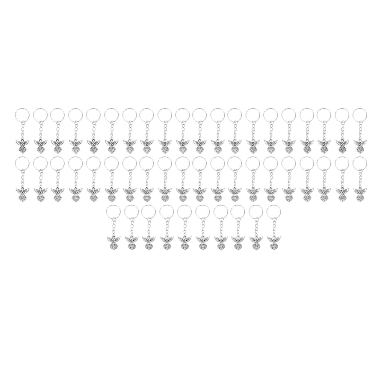 50 Pcs Angel Pendant Keychain Zinc Alloy Silver Vintage Exquisite Auspicious Meaning Guardian Angel Key Ring