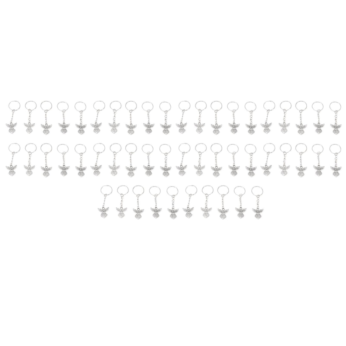 50 Pcs Angel Pendant Keychain Zinc Alloy Silver Vintage Exquisite Auspicious Meaning Guardian Angel Key Ring
