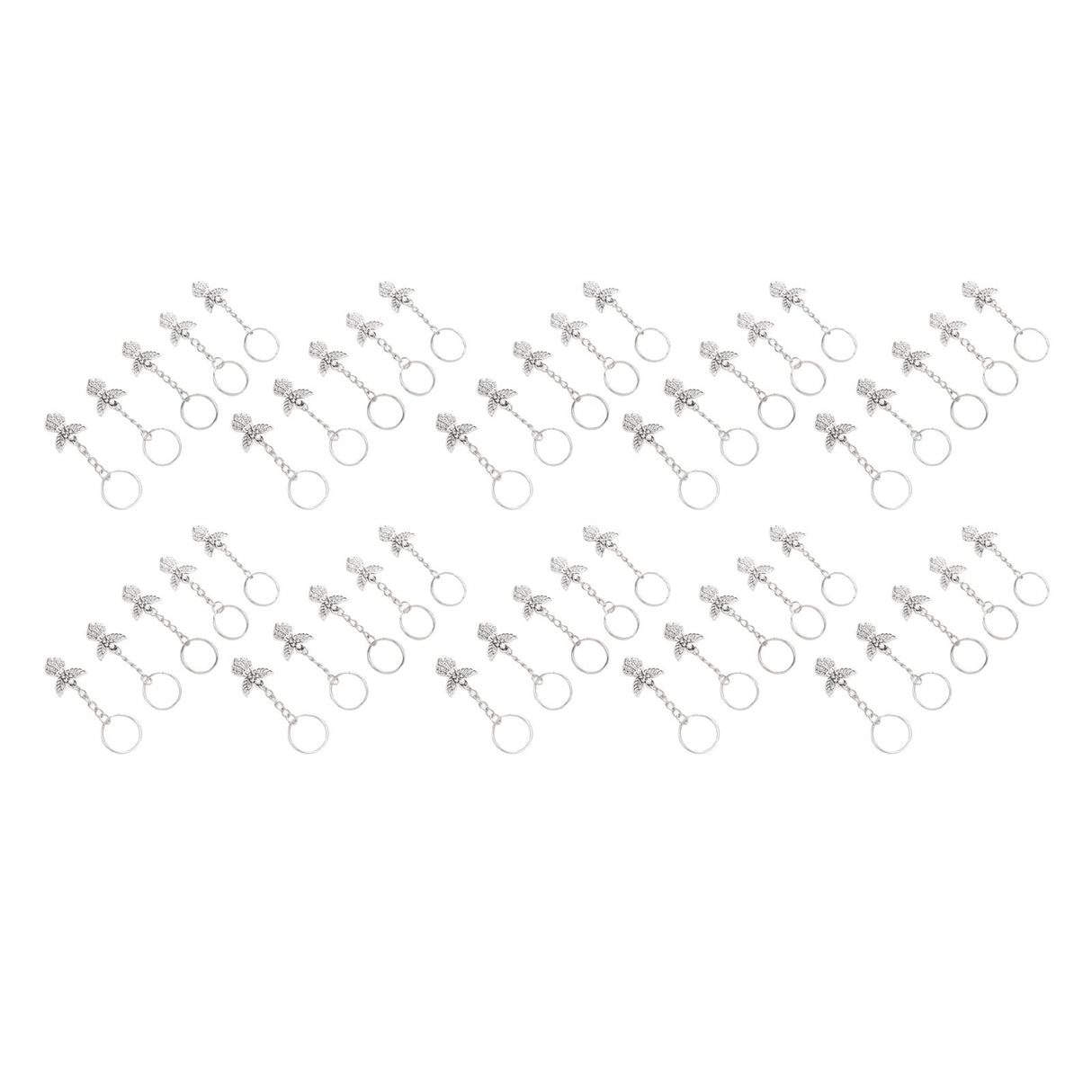 50 Pcs Angel Pendant Keychain Zinc Alloy Silver Vintage Exquisite Auspicious Meaning Guardian Angel Key Ring