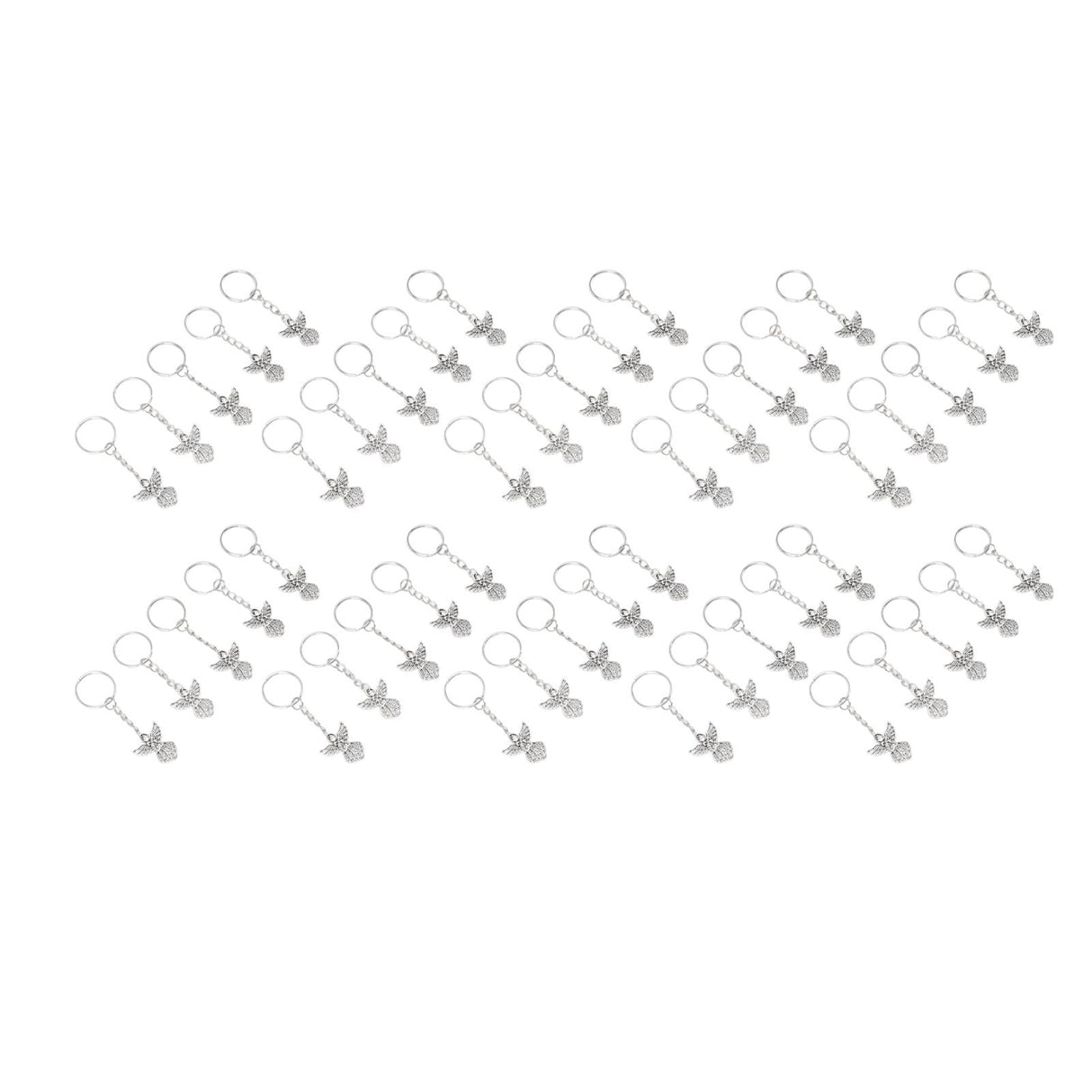 50 Pcs Angel Pendant Keychain Zinc Alloy Silver Vintage Exquisite Auspicious Meaning Guardian Angel Key Ring