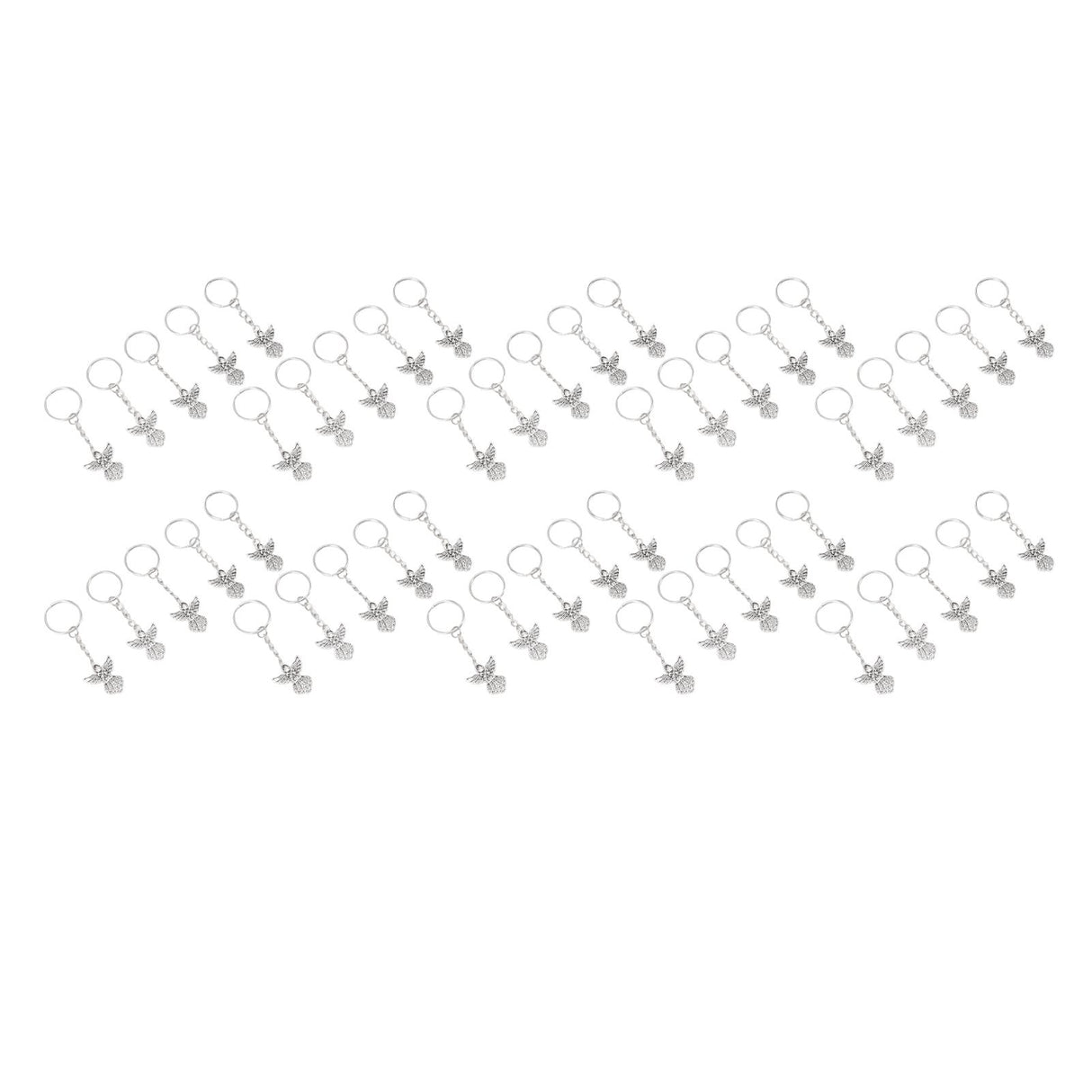 50 Pcs Angel Pendant Keychain Zinc Alloy Silver Vintage Exquisite Auspicious Meaning Guardian Angel Key Ring