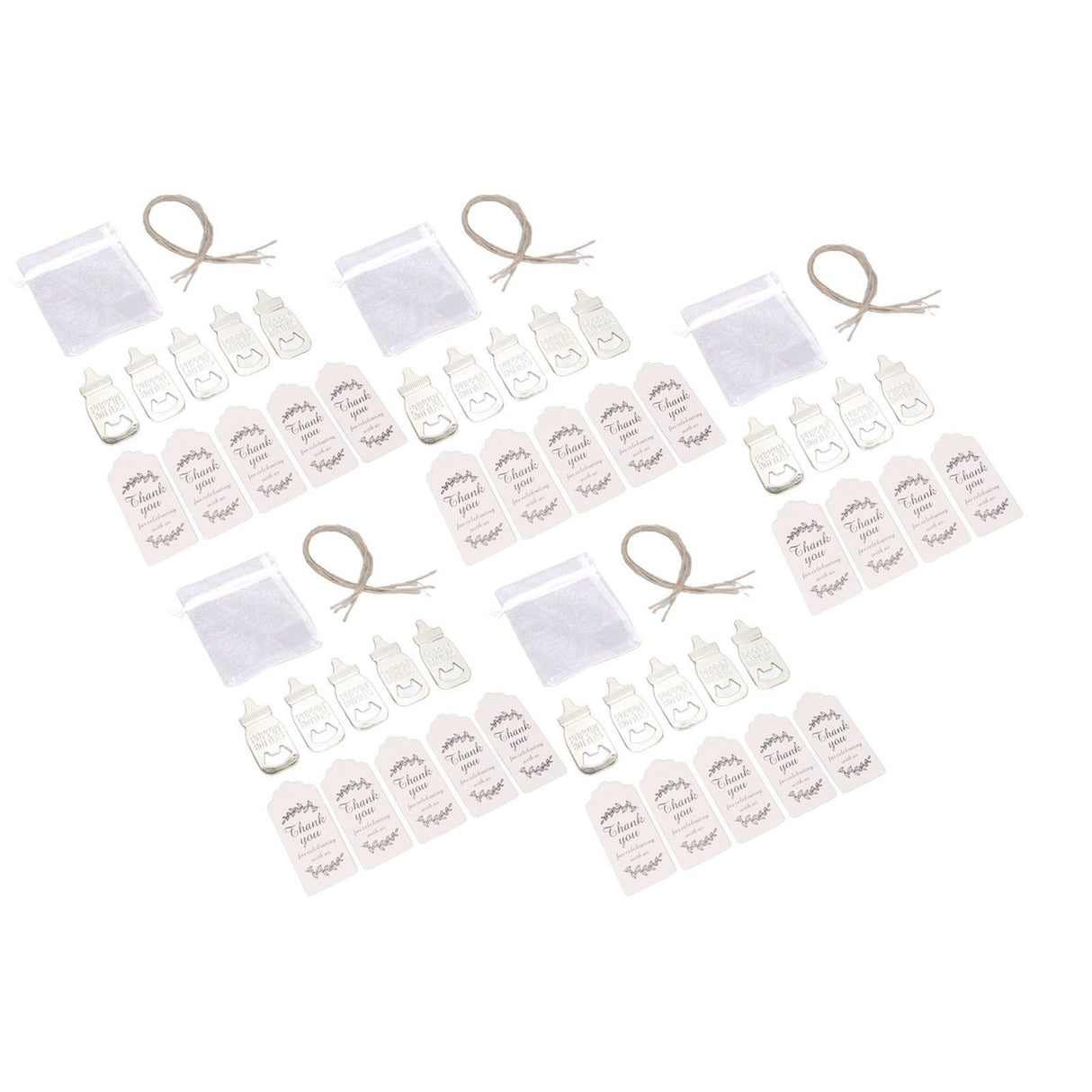 24 Set Baby Bottle Opener Zinc Alloy Cute Baby Bottle Shaped Bottle Opener Baby Shower Return Gift for Baby Shower Party Silver