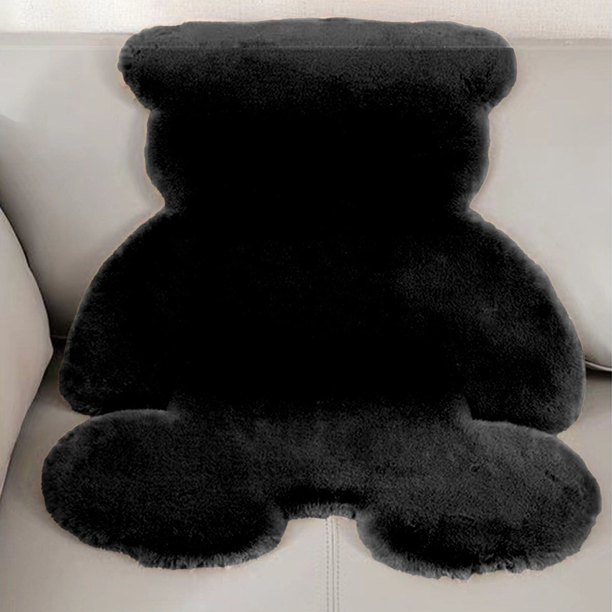Cute Bedroom Rug Soft Bear Shaped Shaggy Floor Mat for Kids Teen Girls Room Floor Living Room Black 45x60
