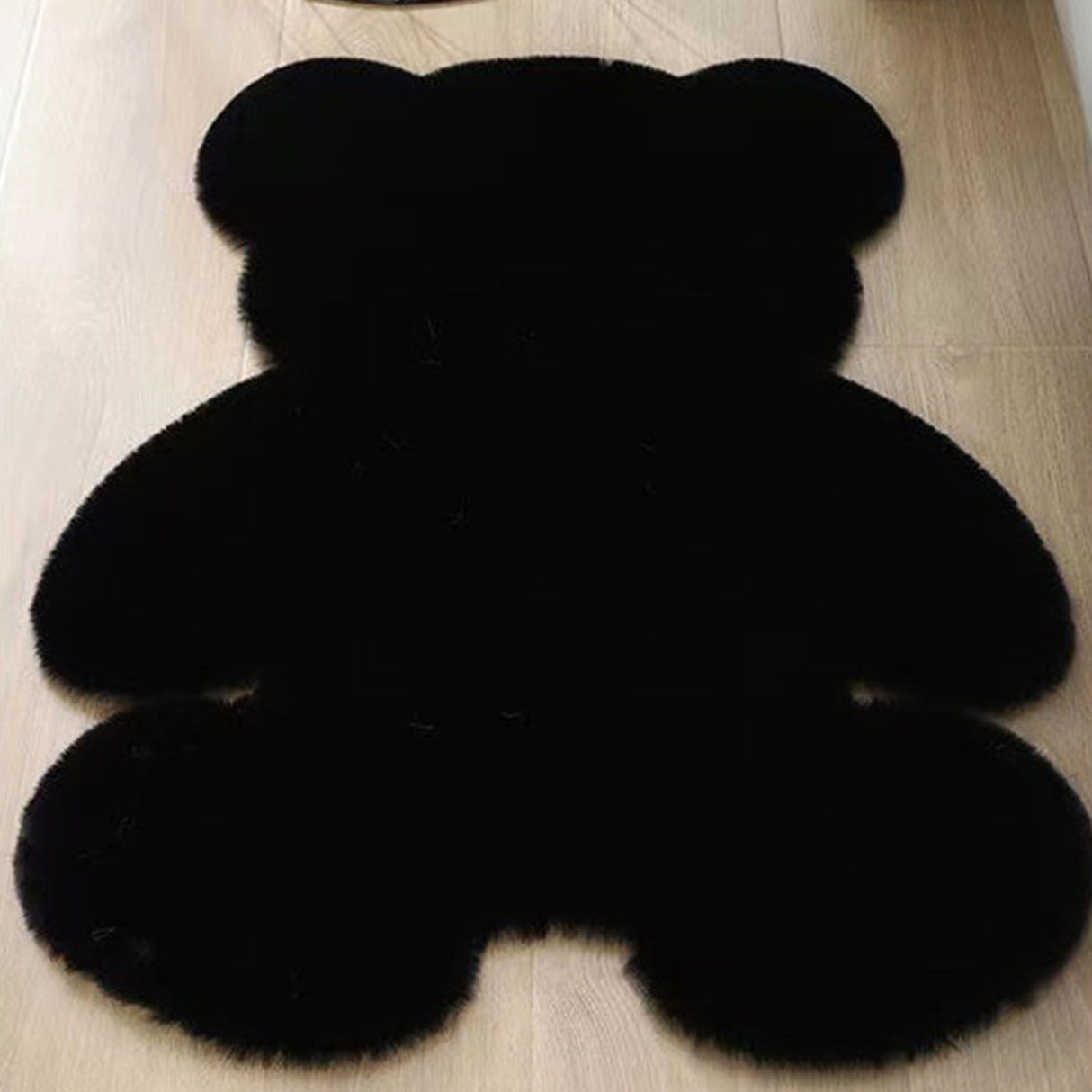 Cute Bedroom Rug Soft Bear Shaped Shaggy Floor Mat for Kids Teen Girls Room Floor Living Room Black 45x60