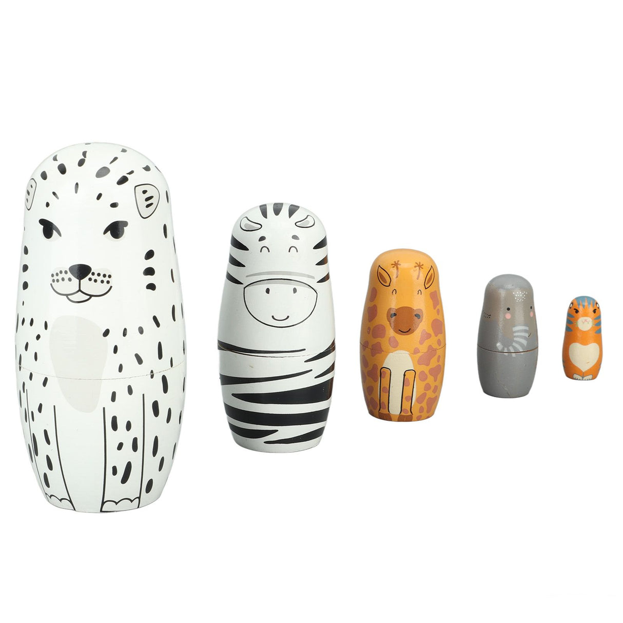 5Pcs Russian Nesting Dolls Hand Made Exquisite Wooden Animal Nesting Dolls for Christmas Gift House Decoration
