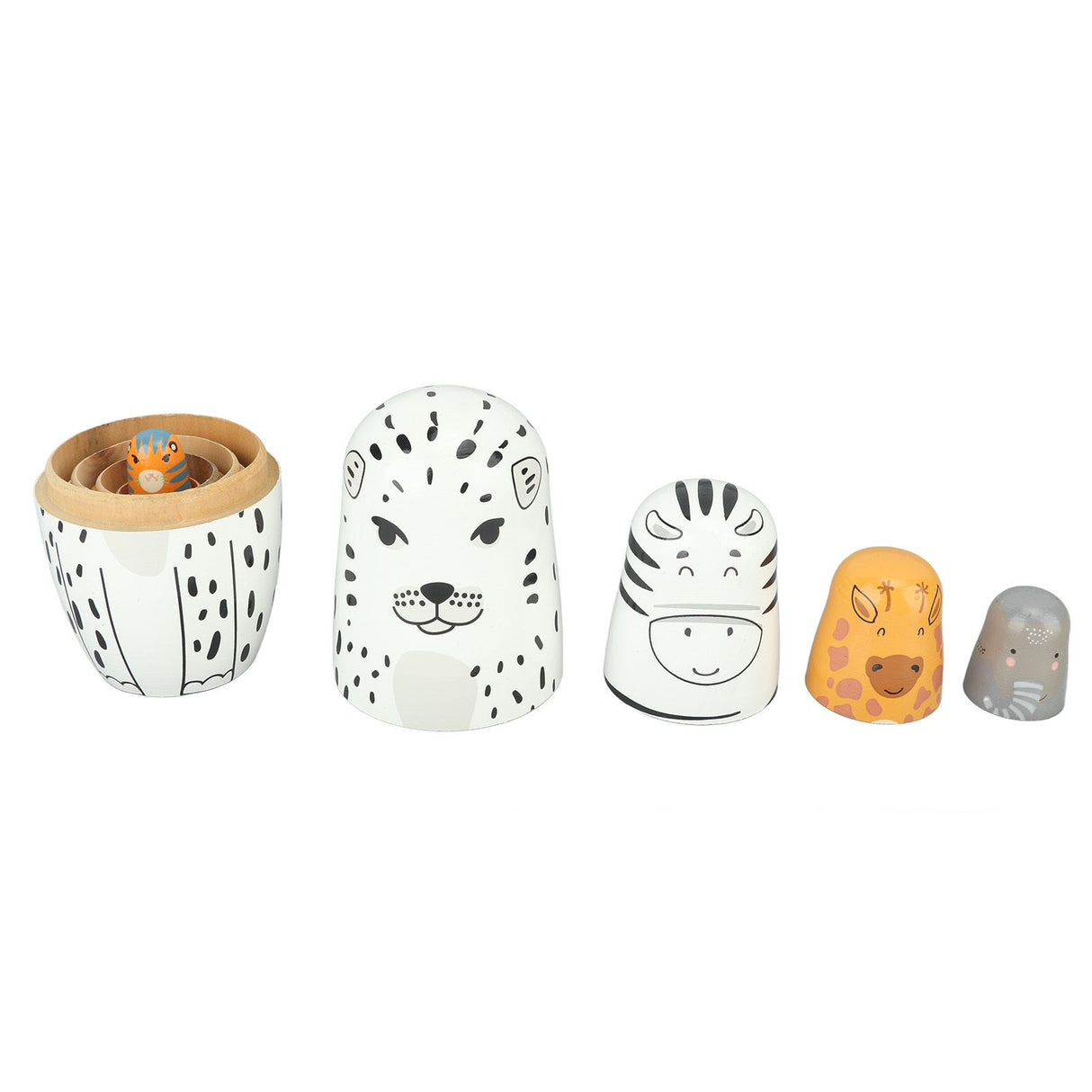 5Pcs Russian Nesting Dolls Hand Made Exquisite Wooden Animal Nesting Dolls for Christmas Gift House Decoration