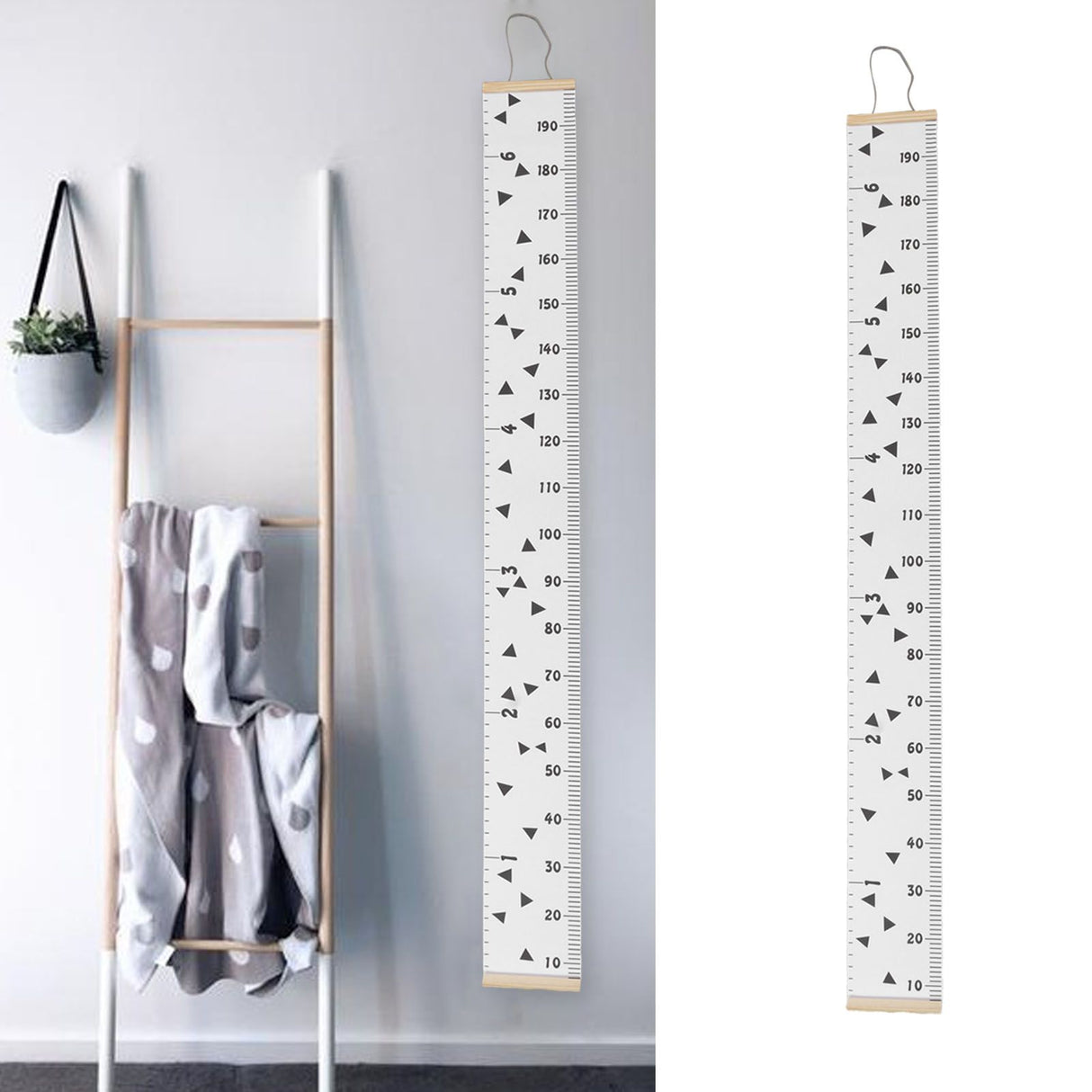 Kids Growth Chart Accurate Baby Height Growth Chart Ruler Removable Canvas Wall Hanging Measurement Chart for Home Triangle