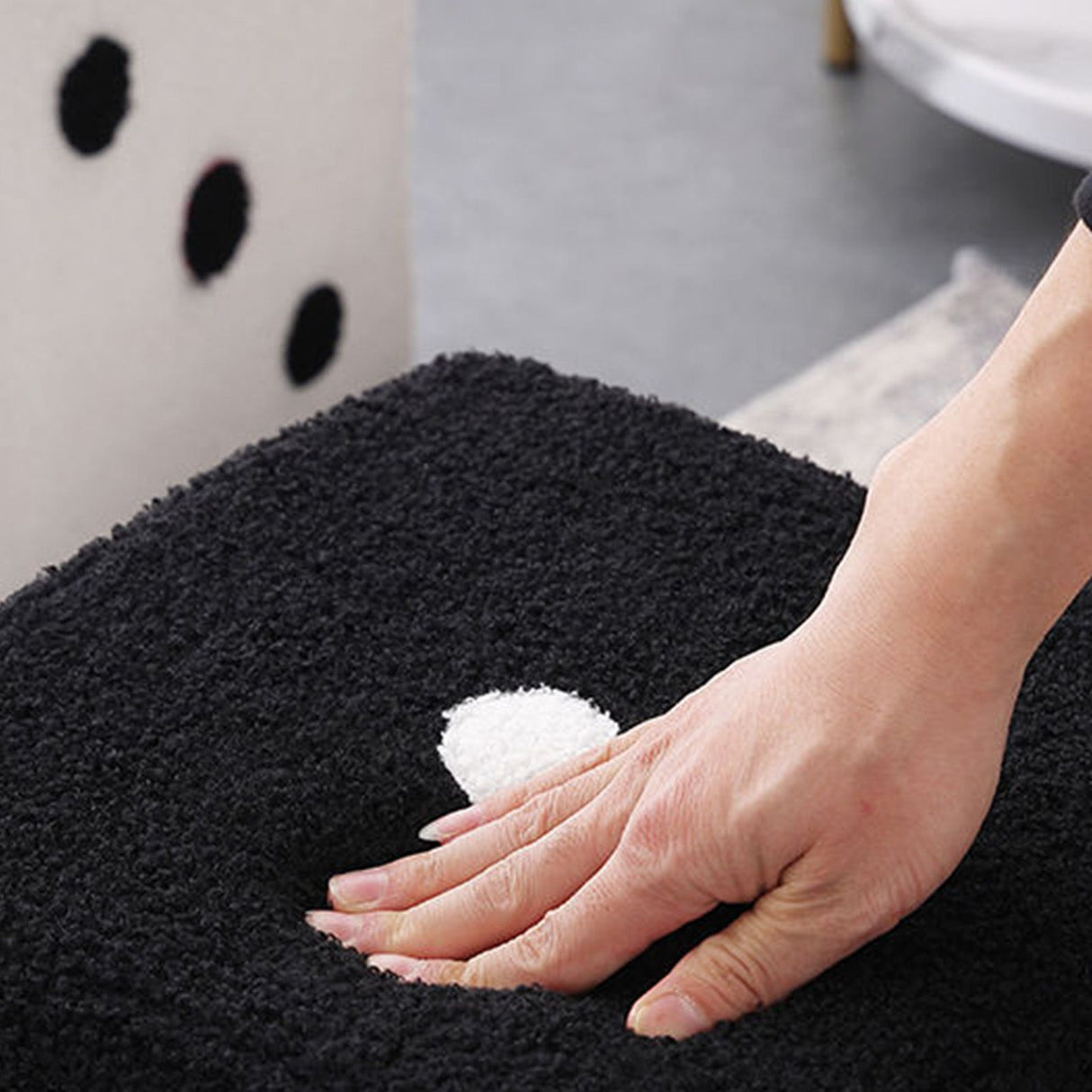Foot Stool Soft Comfortable Simple Warm Sturdy Base Cube Stool for Home Living Room Bedroom Black 29x29x25cm