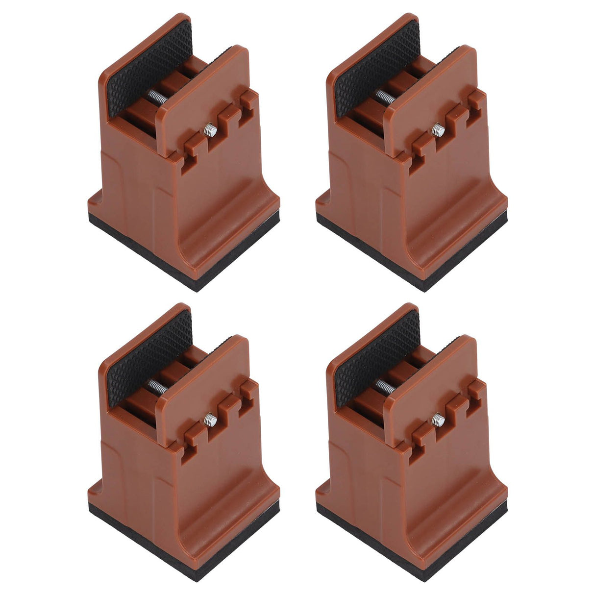 4pcs Adjustable Furniture Risers with Screw Clamp Rubber Bed Couch Risers for Heavy Duty Furniture Brown