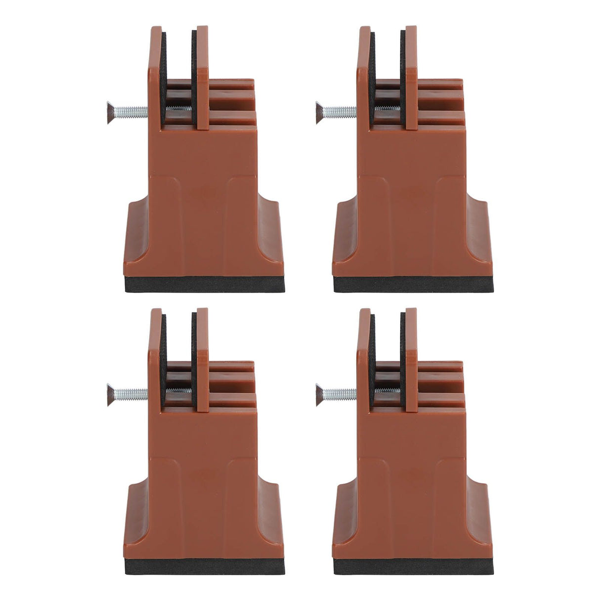4pcs Adjustable Furniture Risers with Screw Clamp Rubber Bed Couch Risers for Heavy Duty Furniture Brown