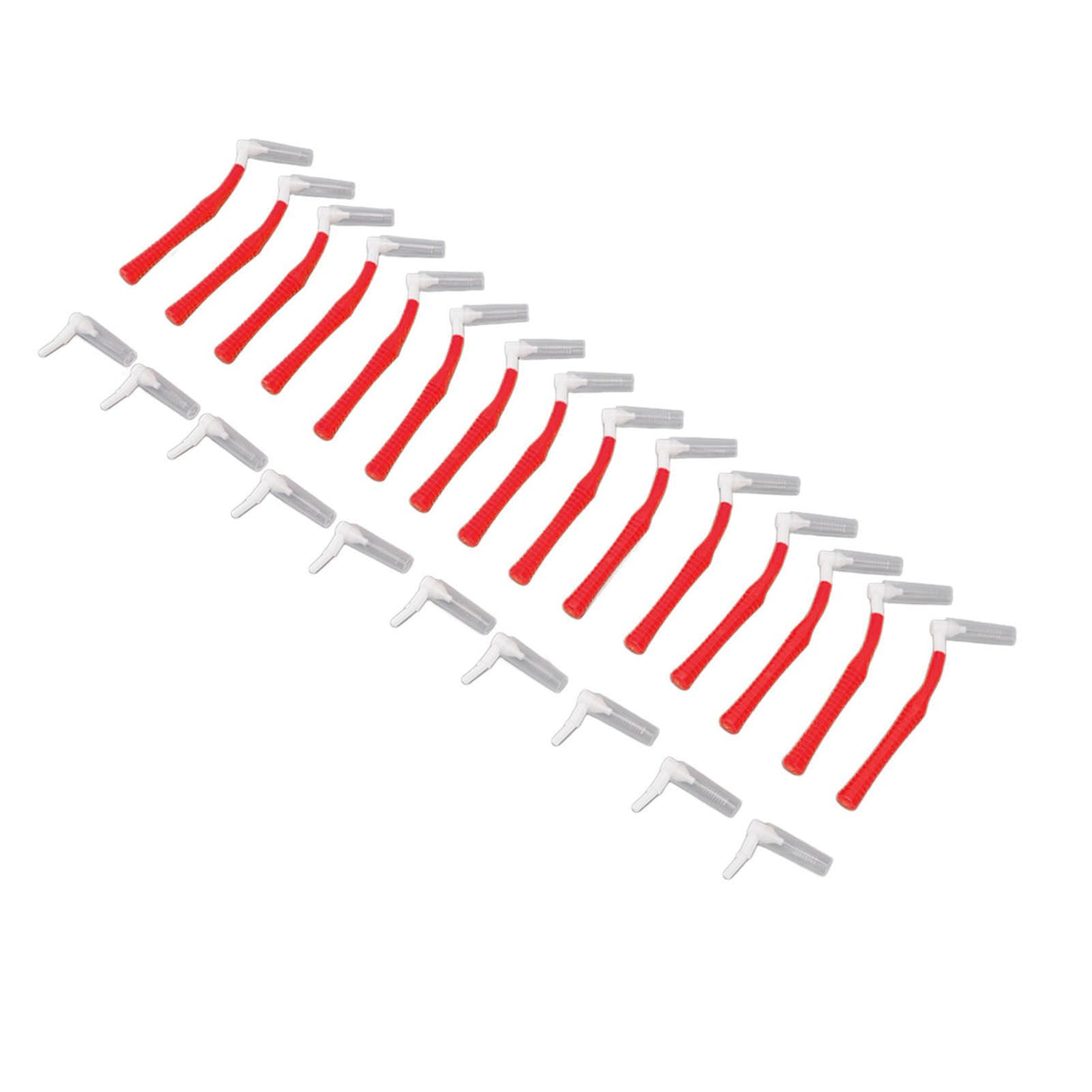 25Pcs L Shape Push Pull Interdental Brush Oral Care Teeth Whitening Dental Tooth Pick Tooth Orthodontic Cleaning Brush Red