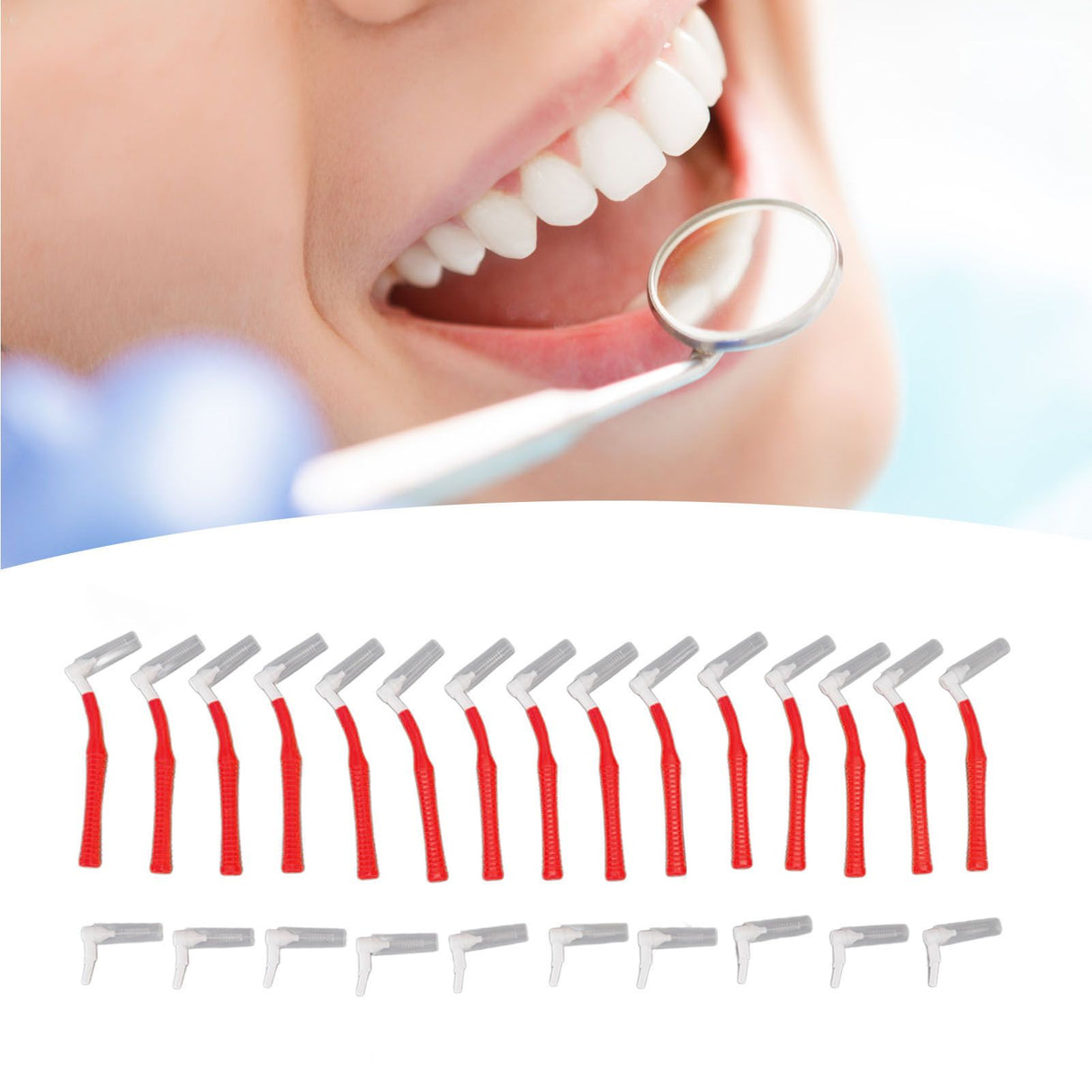 25Pcs L Shape Push Pull Interdental Brush Oral Care Teeth Whitening Dental Tooth Pick Tooth Orthodontic Cleaning Brush Red