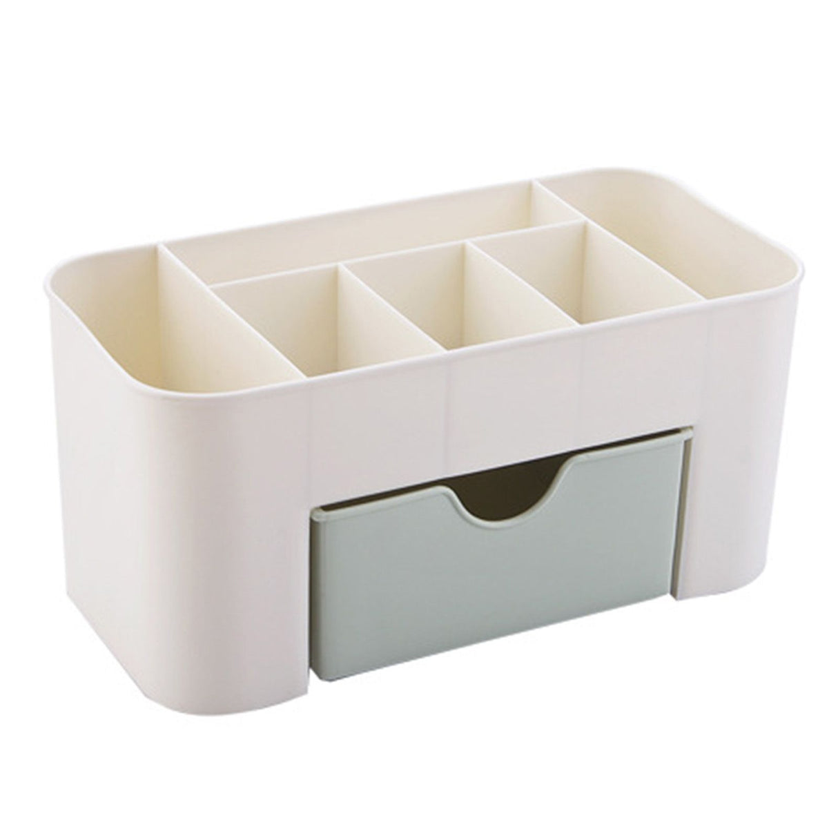 Cosmetics Makeup Organizer PP Multifunctional 6 Compartments Makeup Desk Organizer with Drawer Green