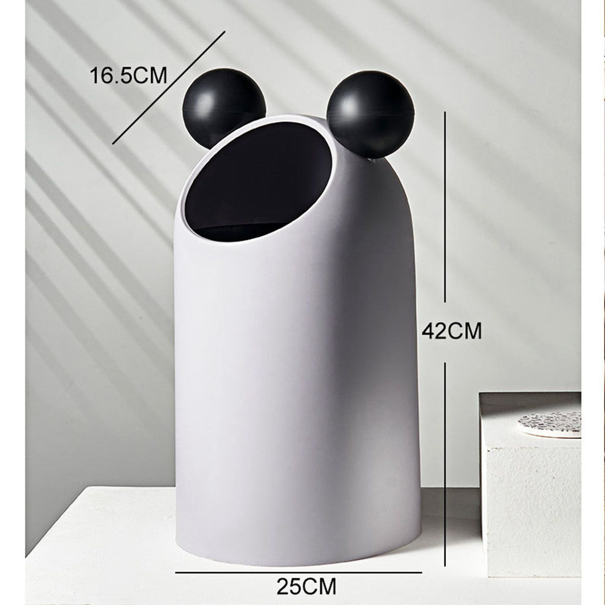 Trash Can Inclined Opening Large Capacity Modern Look Thickened Garbage Bin for Kitchen Bathroom Office Living Room Gray