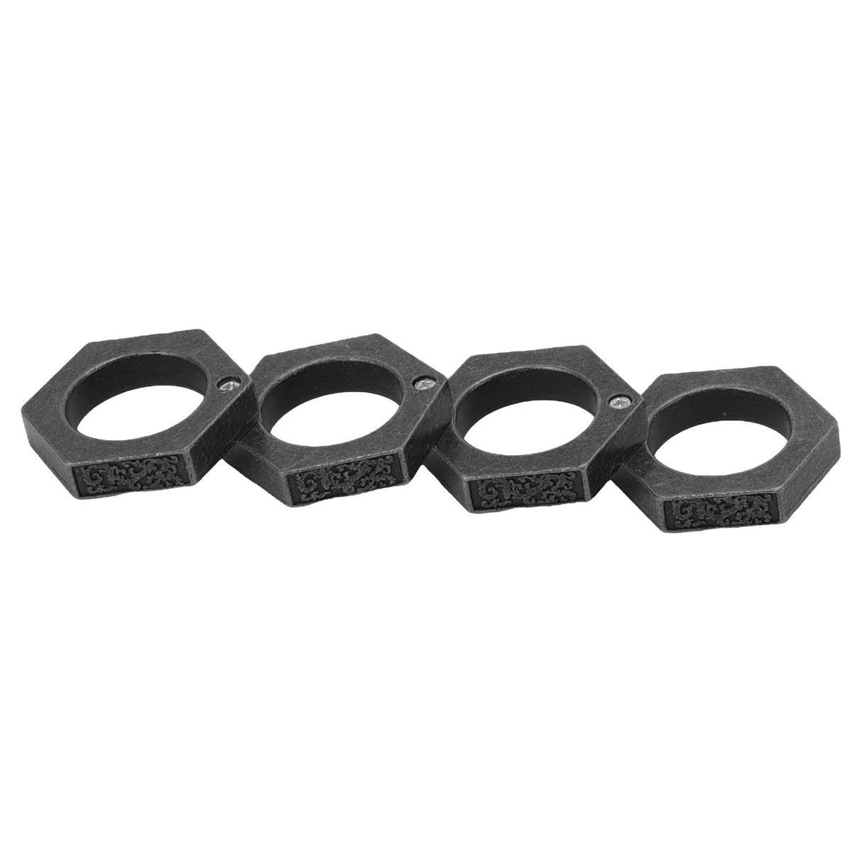 Defense Rings Aluminium Alloy Glossy Hexagonal Window Breaker for Emergency Defense Supplies Antique Silver