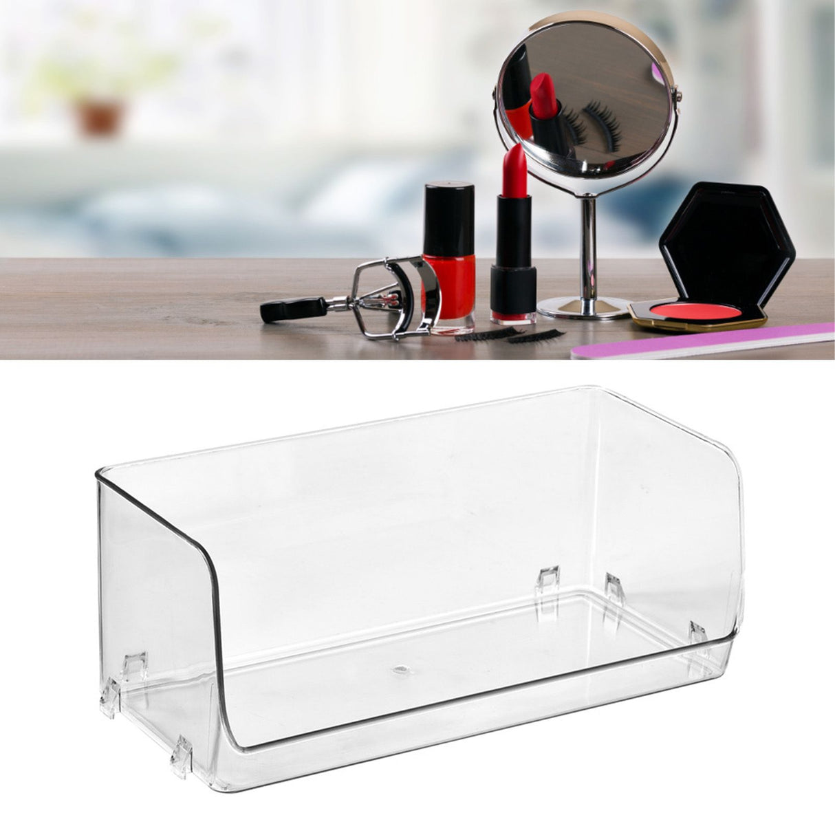 Cosmetic Display Case Multifunction Stackable Plastic Transparent Makeup Organizer for Home 32x15x12.8cm/12.6x5.9x5.3in