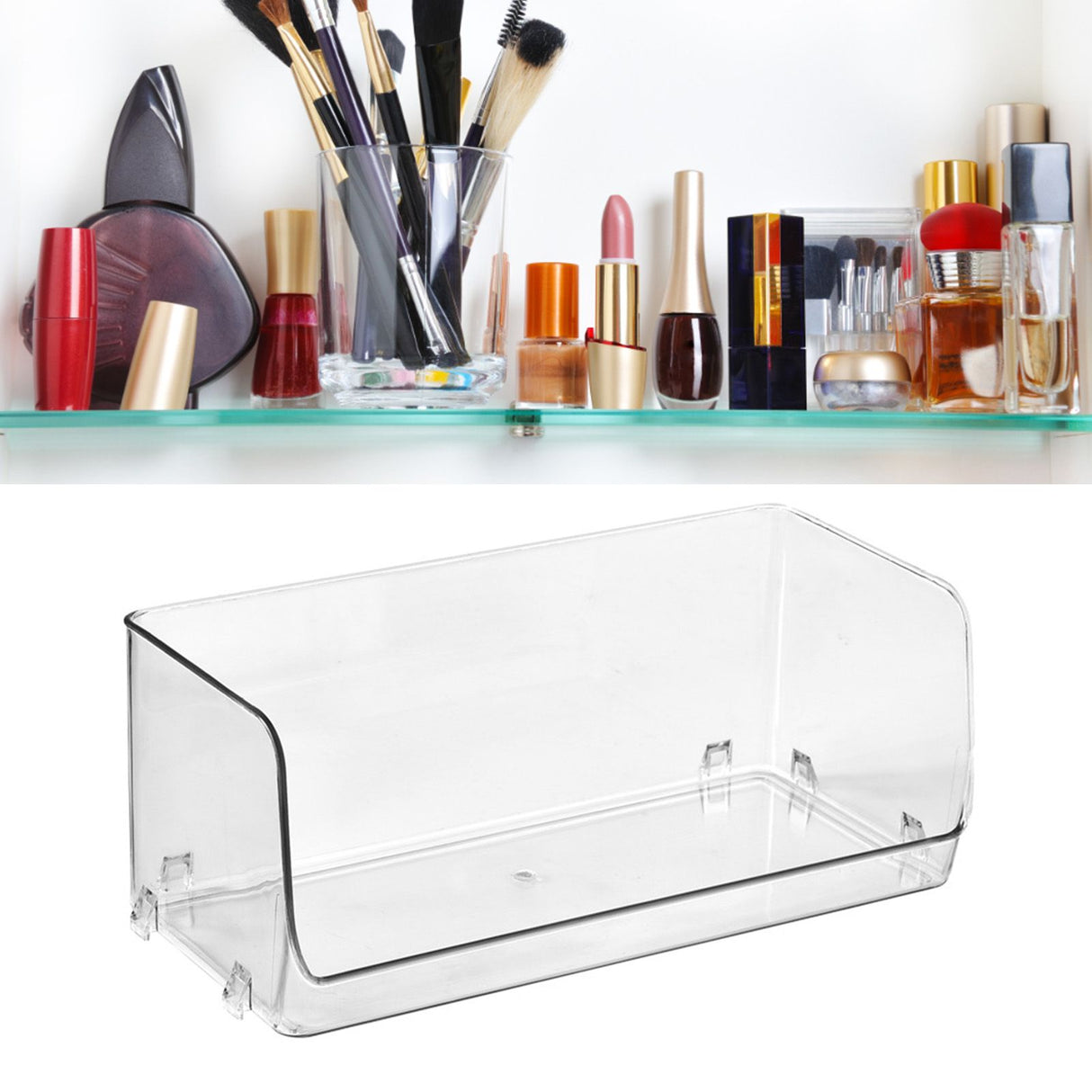 Cosmetic Display Case Multifunction Stackable Plastic Transparent Makeup Organizer for Home 32x15x12.8cm/12.6x5.9x5.3in