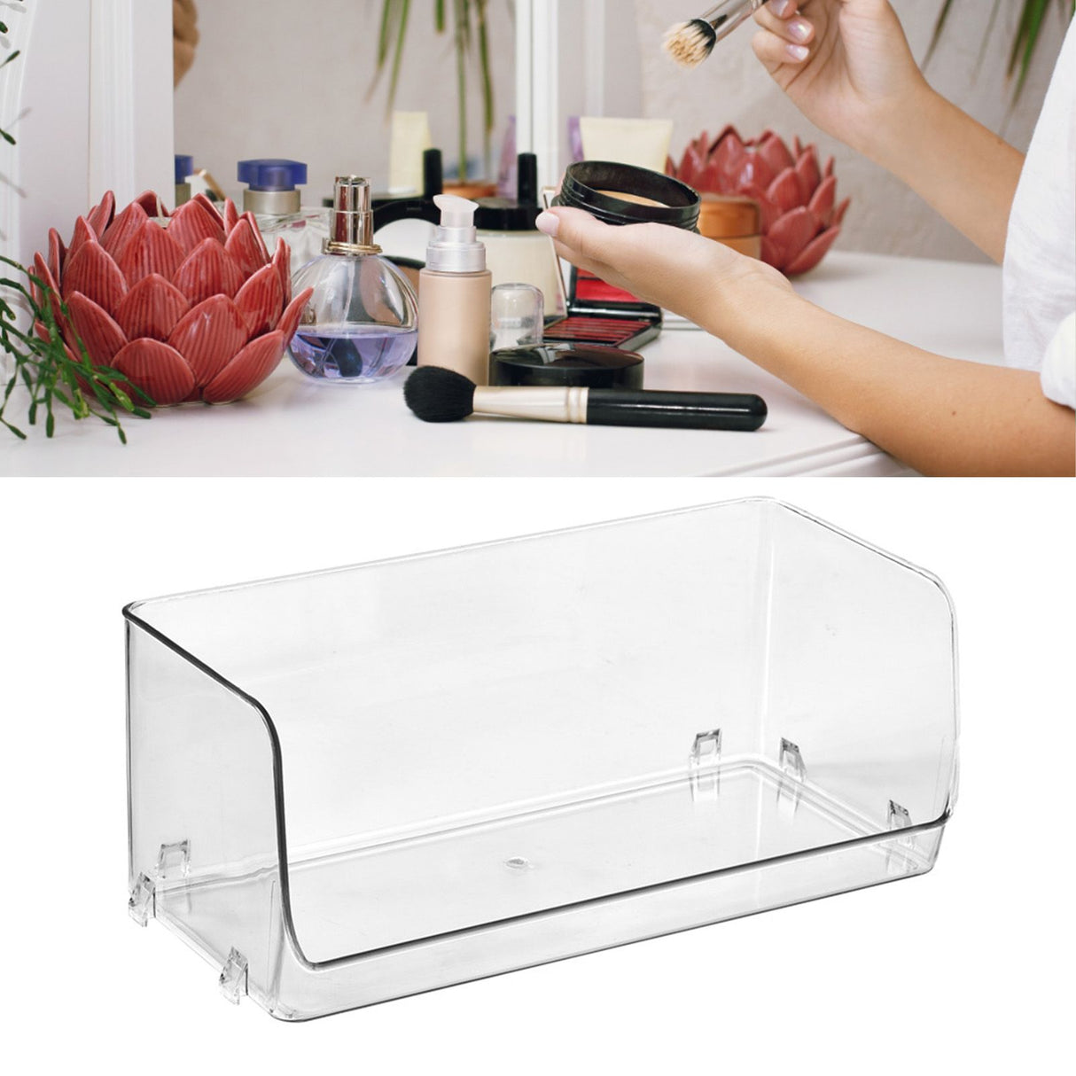 Cosmetic Display Case Multifunction Stackable Plastic Transparent Makeup Organizer for Home 32x15x12.8cm/12.6x5.9x5.3in