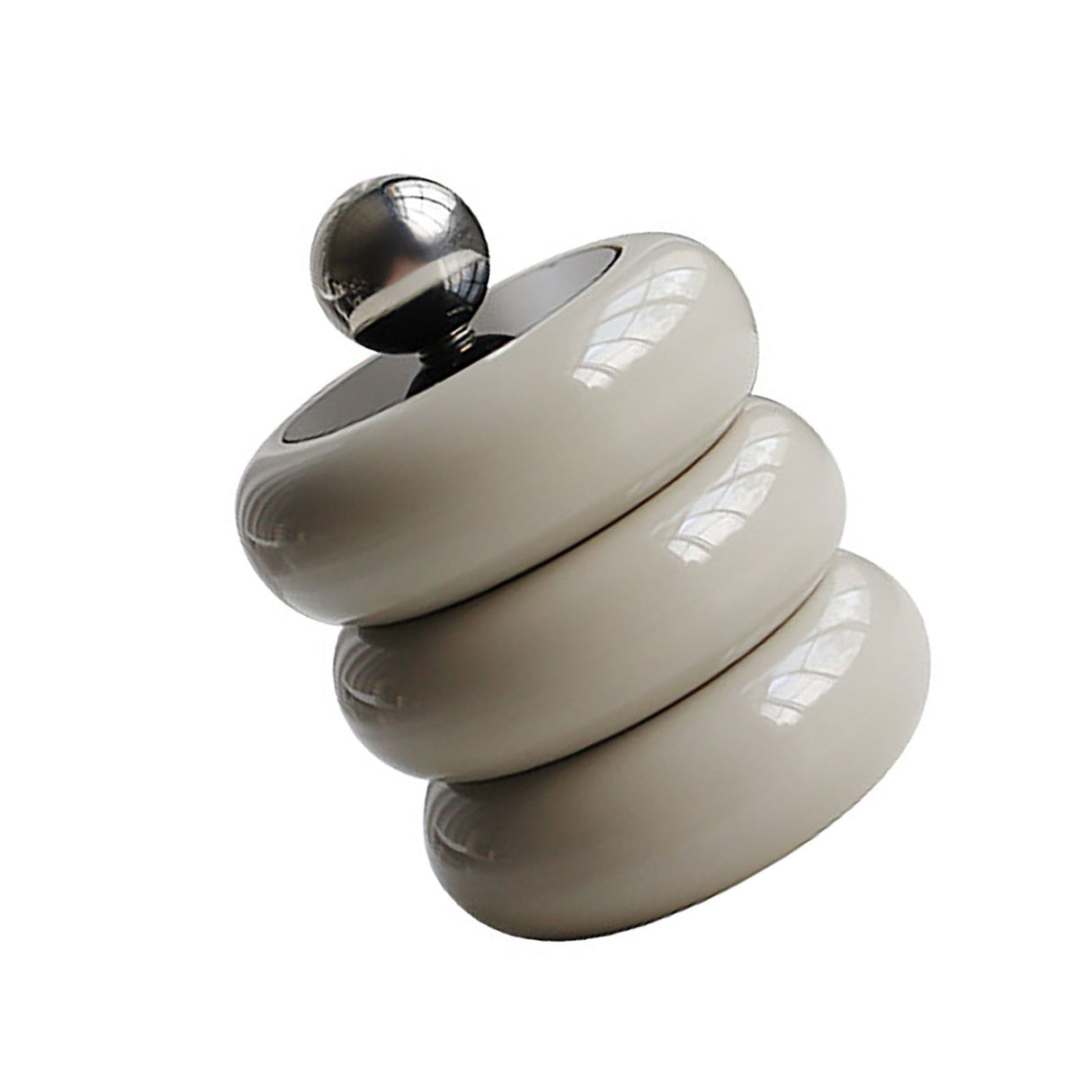 Nordic Style Qtip Holder Dispenser Desktop Dustproof Cotton Swab Storage Container Doughnut Shape Makeup Storage Box with Lid Khaki 3 Layers