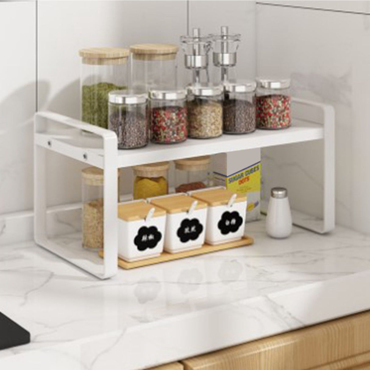Desktop Bookshelf Organizer Desktop Organizer Office Storage Rack Warm White Simple Style