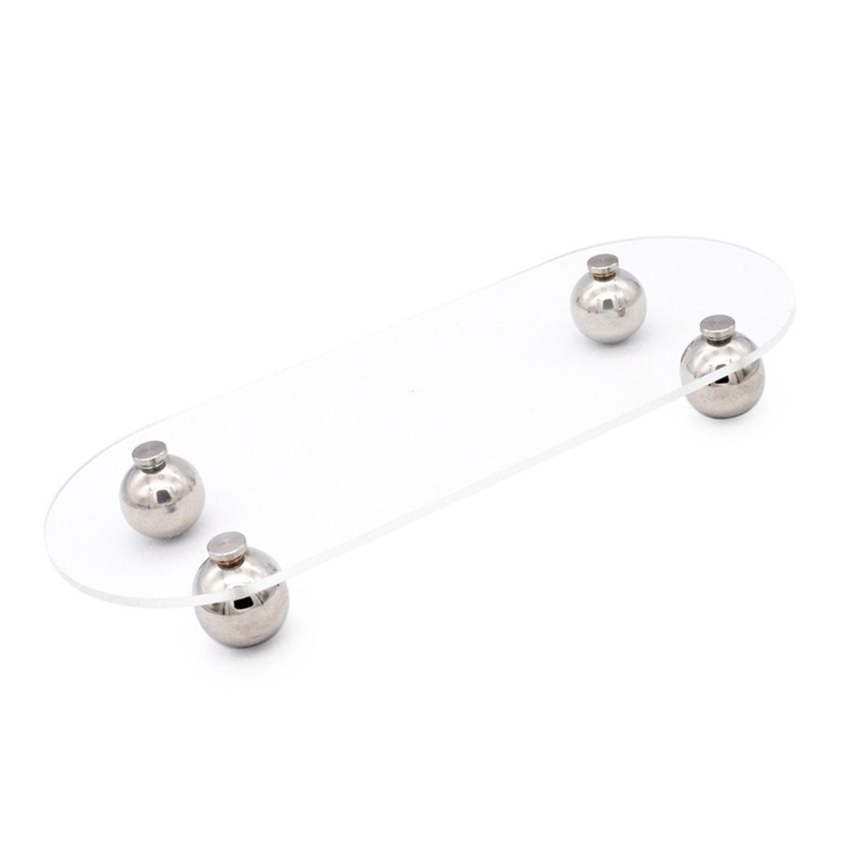 Acrylic Storage Tray Clear Transparent Stainless Steel Round Feet Minimalist Style Decorative Practical Desktop Shelf for Cafes Oval