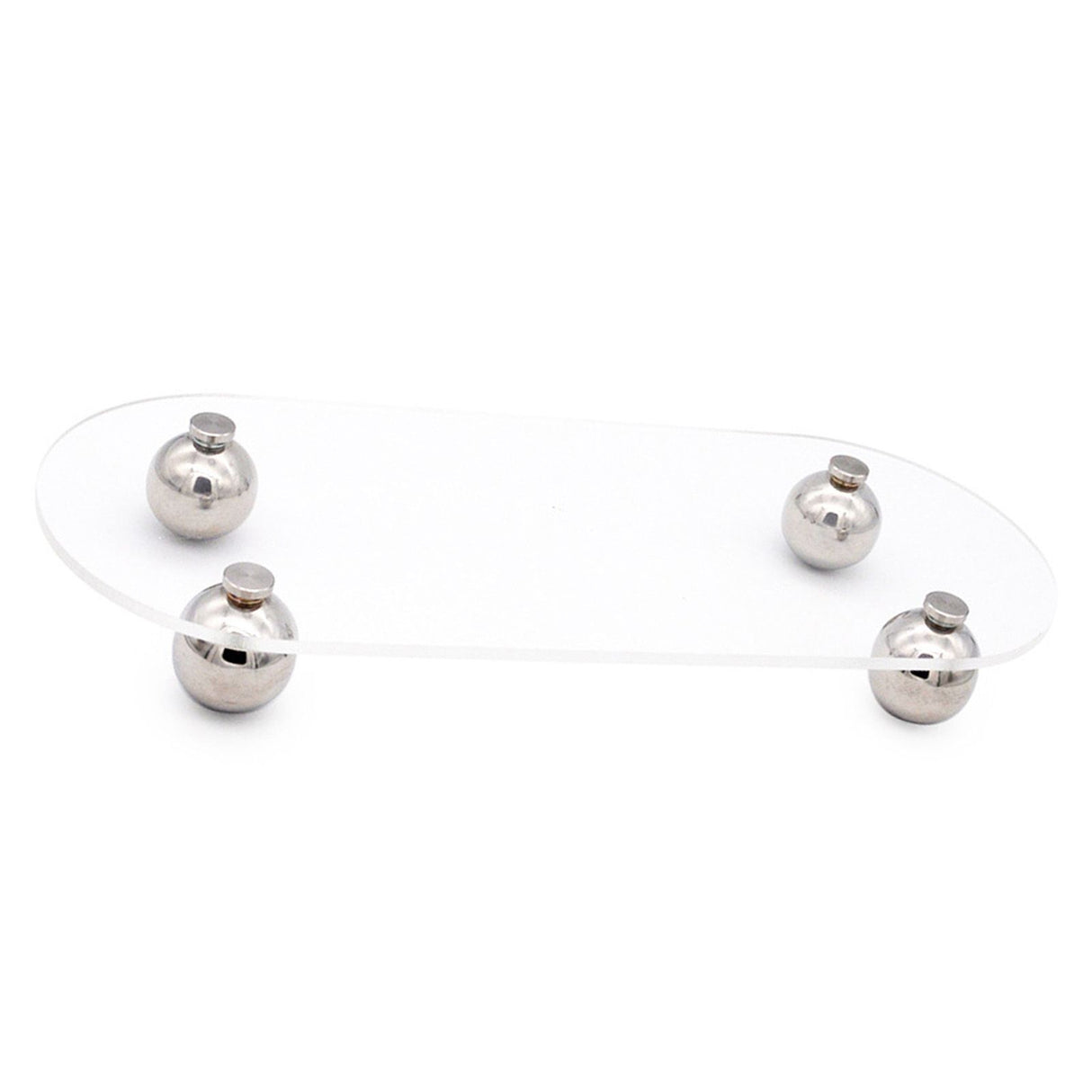 Acrylic Storage Tray Clear Transparent Stainless Steel Round Feet Minimalist Style Decorative Practical Desktop Shelf for Cafes Oval