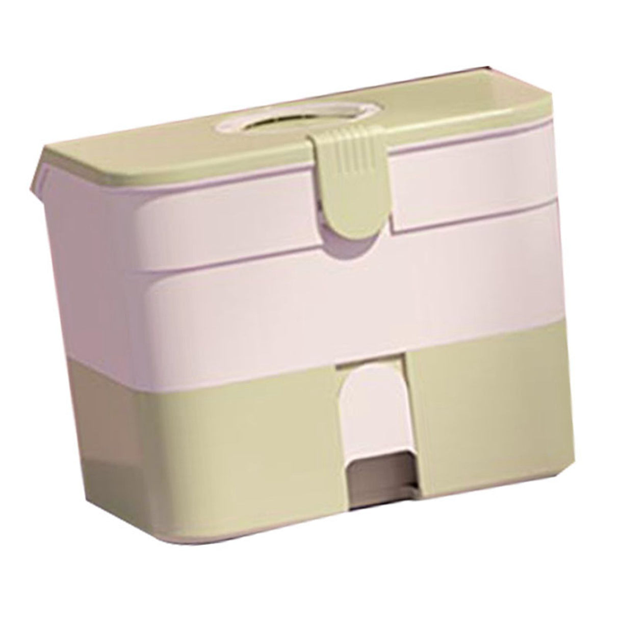 Cosmetic Storage Box 2 Layers Drawer Large Capacity Portable Makeup Storage Box with Handle for Nail Polish Nail Art Green
