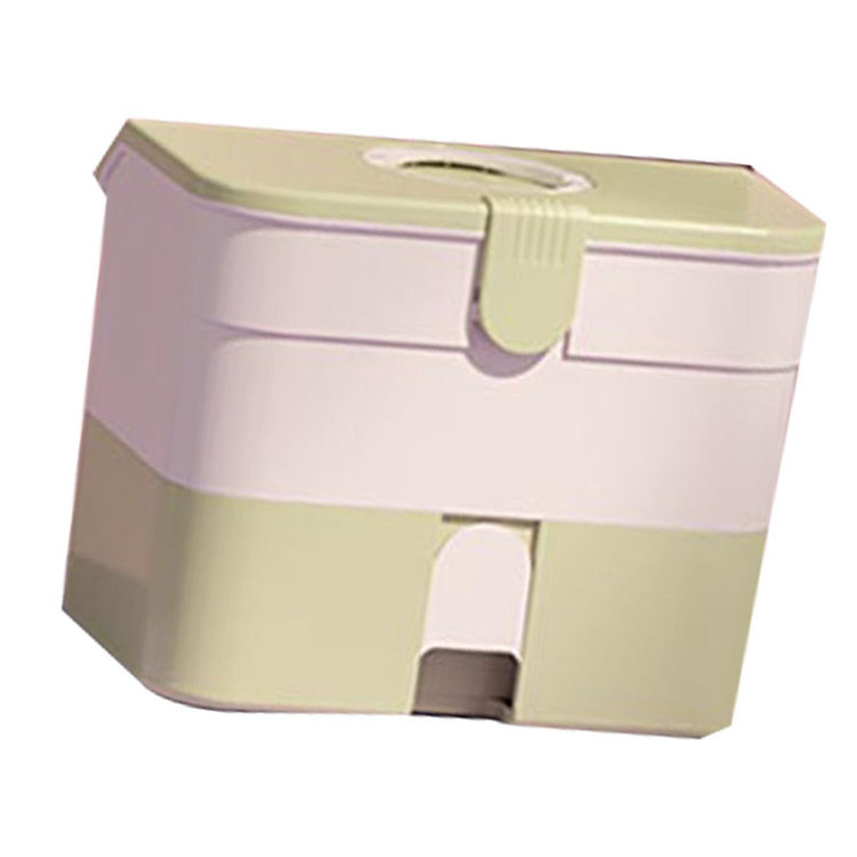 Cosmetic Storage Box 2 Layers Drawer Large Capacity Portable Makeup Storage Box with Handle for Nail Polish Nail Art Green