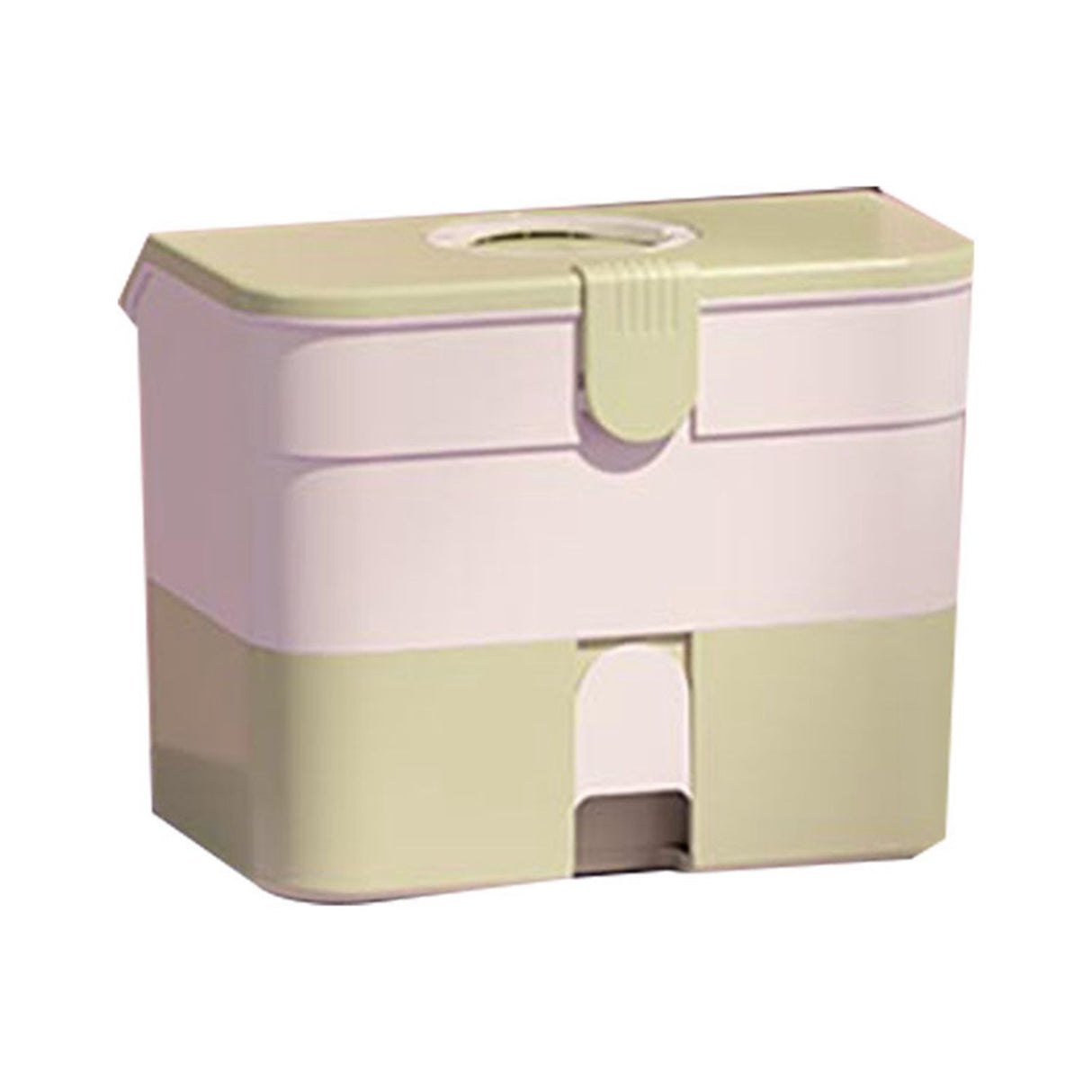 Cosmetic Storage Box 2 Layers Drawer Large Capacity Portable Makeup Storage Box with Handle for Nail Polish Nail Art Green