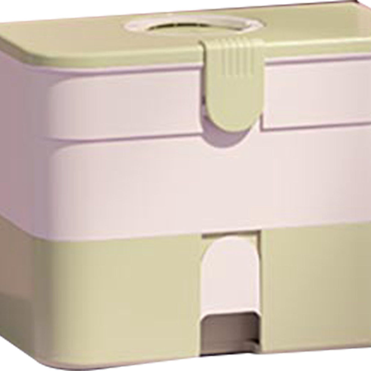 Cosmetic Storage Box 2 Layers Drawer Large Capacity Portable Makeup Storage Box with Handle for Nail Polish Nail Art Green