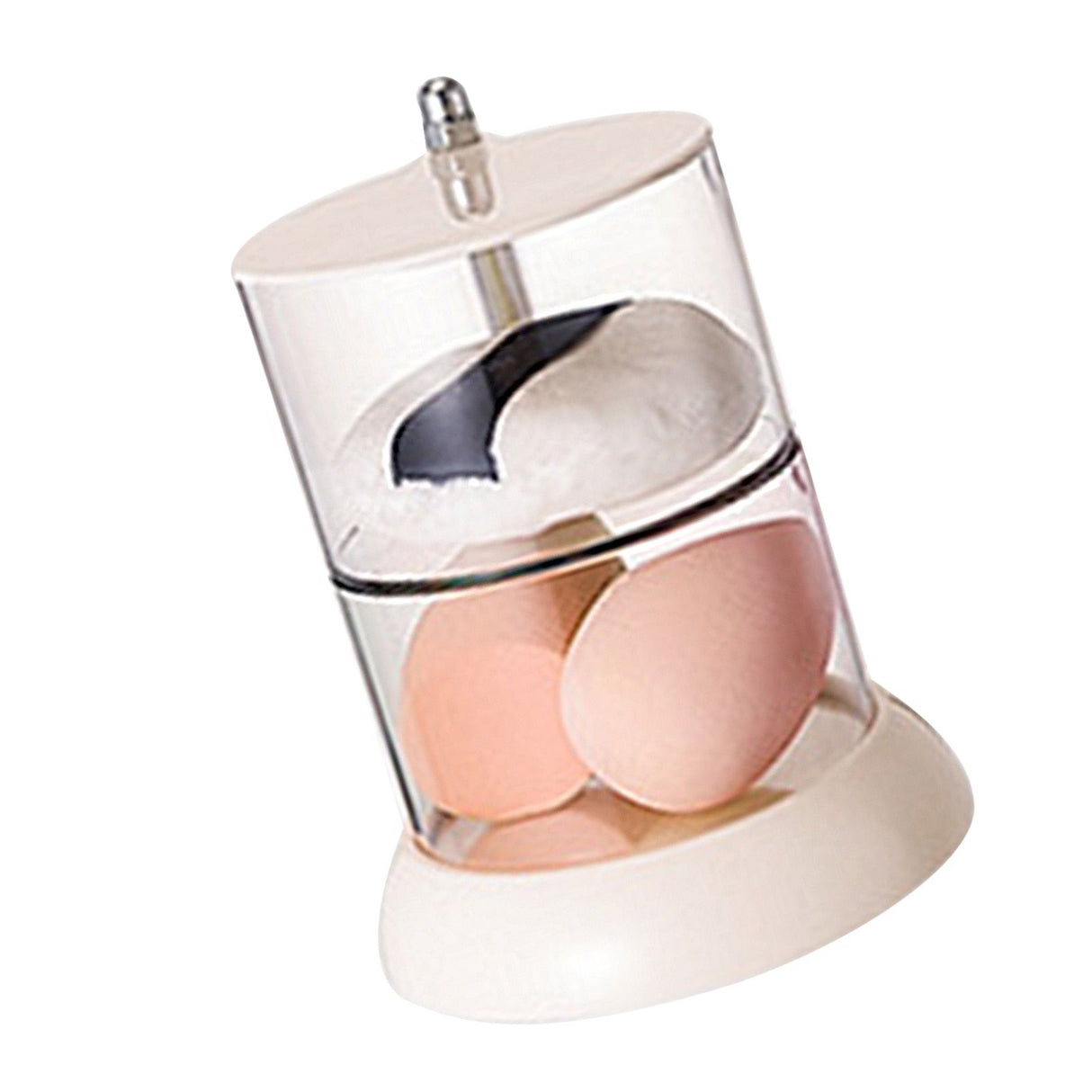 Multi Layer Powder Puff Organizer Breathable Dustproof Earring White Rotatable Container for Home 2 Tiers